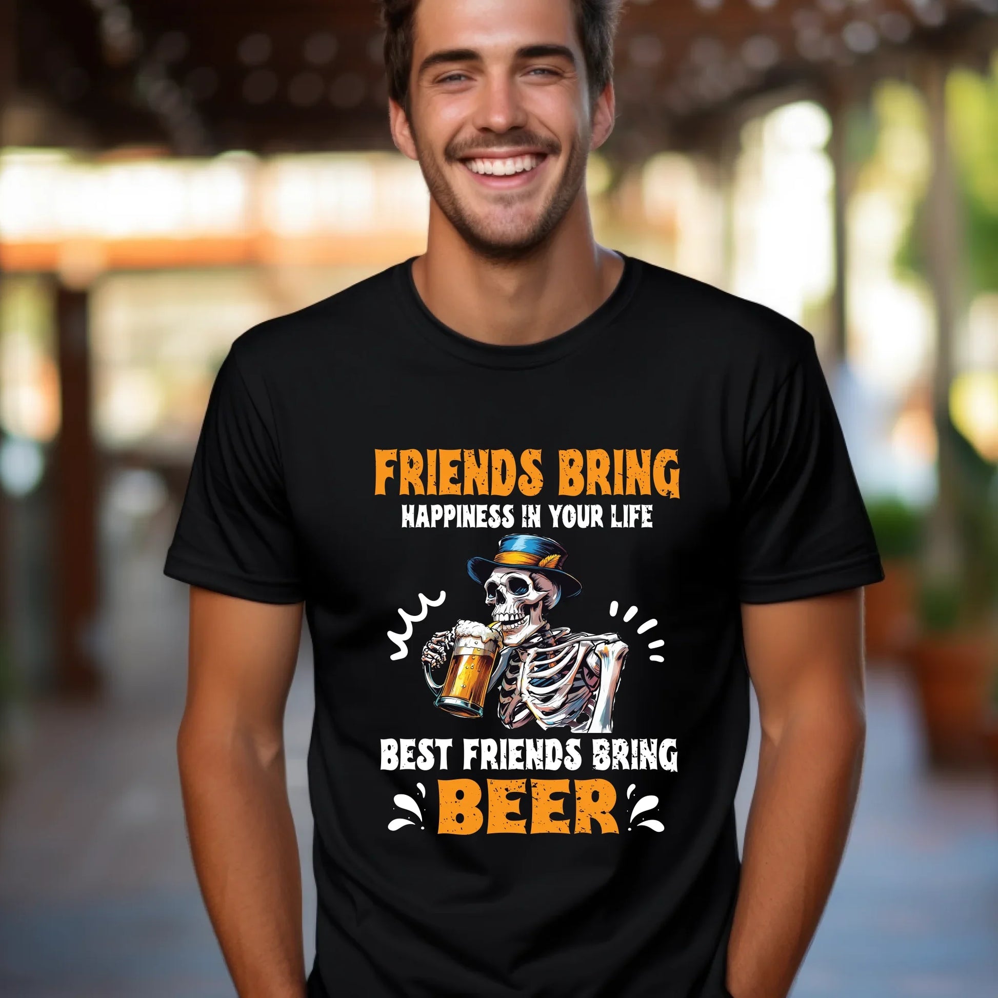 Friends Bring Happiness, Best Friends Bring Beer T-Shirt – Funny Beer Lover Graphic Tee Hoodie, Sweatshirt (Image 1)