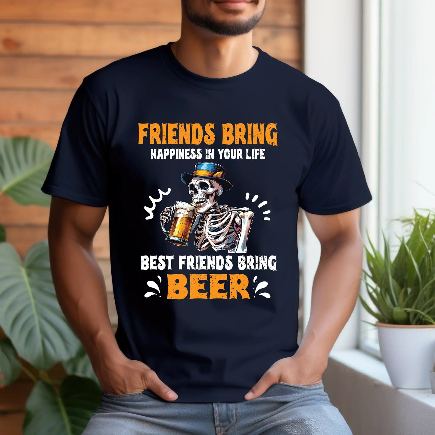 Friends Bring Happiness, Best Friends Bring Beer T-Shirt – Funny Beer Lover Graphic Tee Hoodie, Sweatshirt (Image 2)