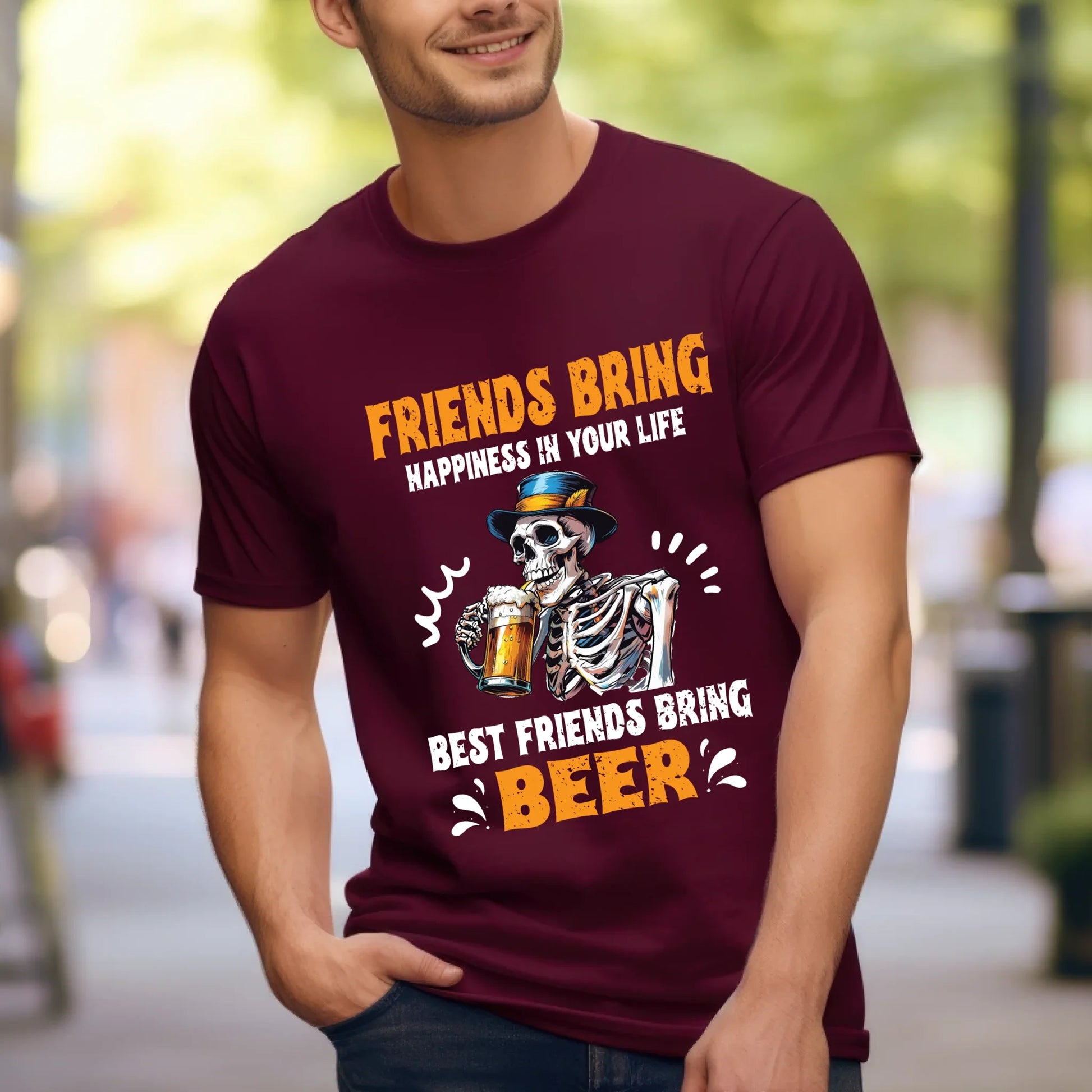 Friends Bring Happiness, Best Friends Bring Beer T-Shirt – Funny Beer Lover Graphic Tee Hoodie, Sweatshirt (Image 4)