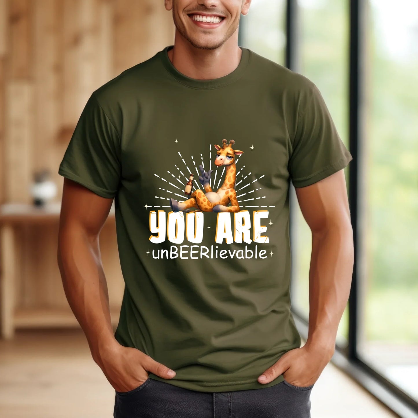 Personalized You Are unBEERlievable Giraffe Beer T-Shirt – Custom Name Funny Animal Drinking Shirt Hoodie,... (Image 4)