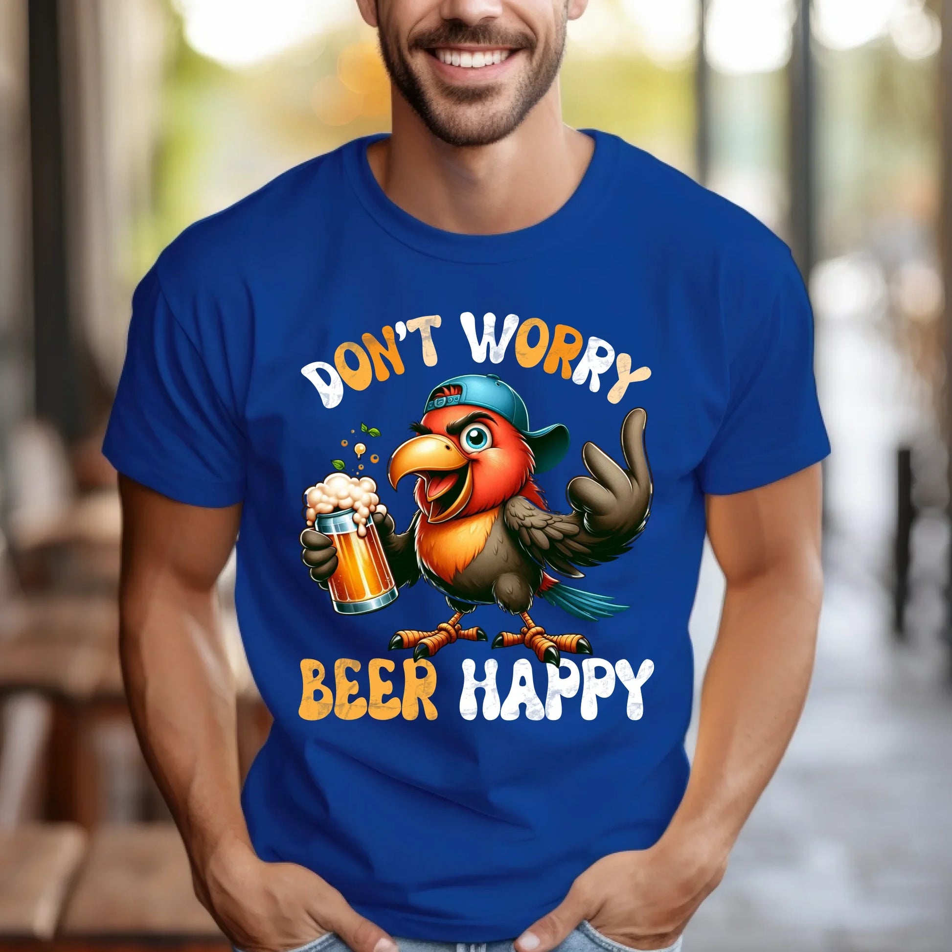 Don’t Worry Beer Happy T-Shirt – Funny Beer Lover Tee with Customizable Bird Design Hoodie, Sweatshirt (Image 5)