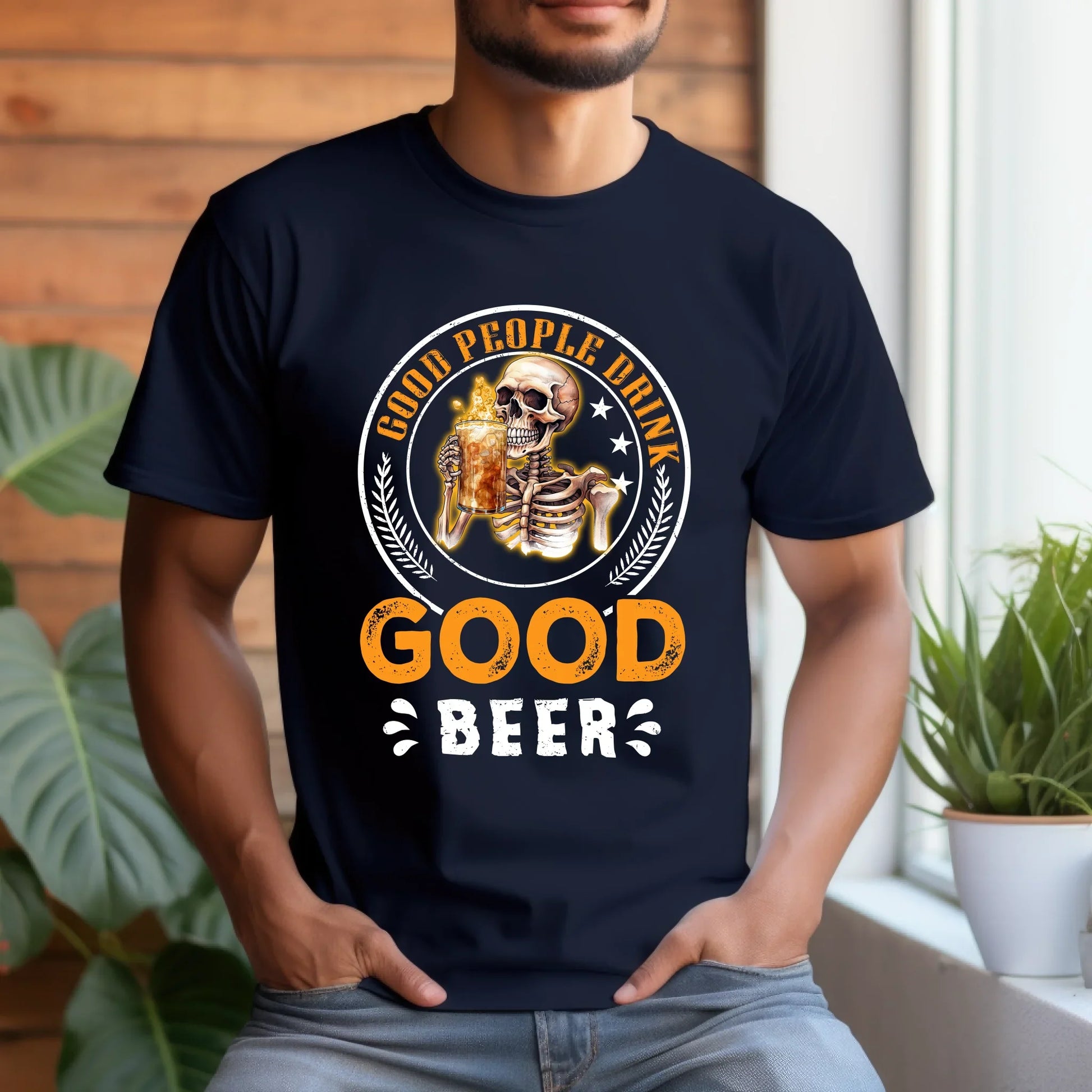 Good People Drink Good Beer T-Shirt – Customizable Skeleton Beer Lover Tee for Men & Women Hoodie, Sweatshirt (Image 3)