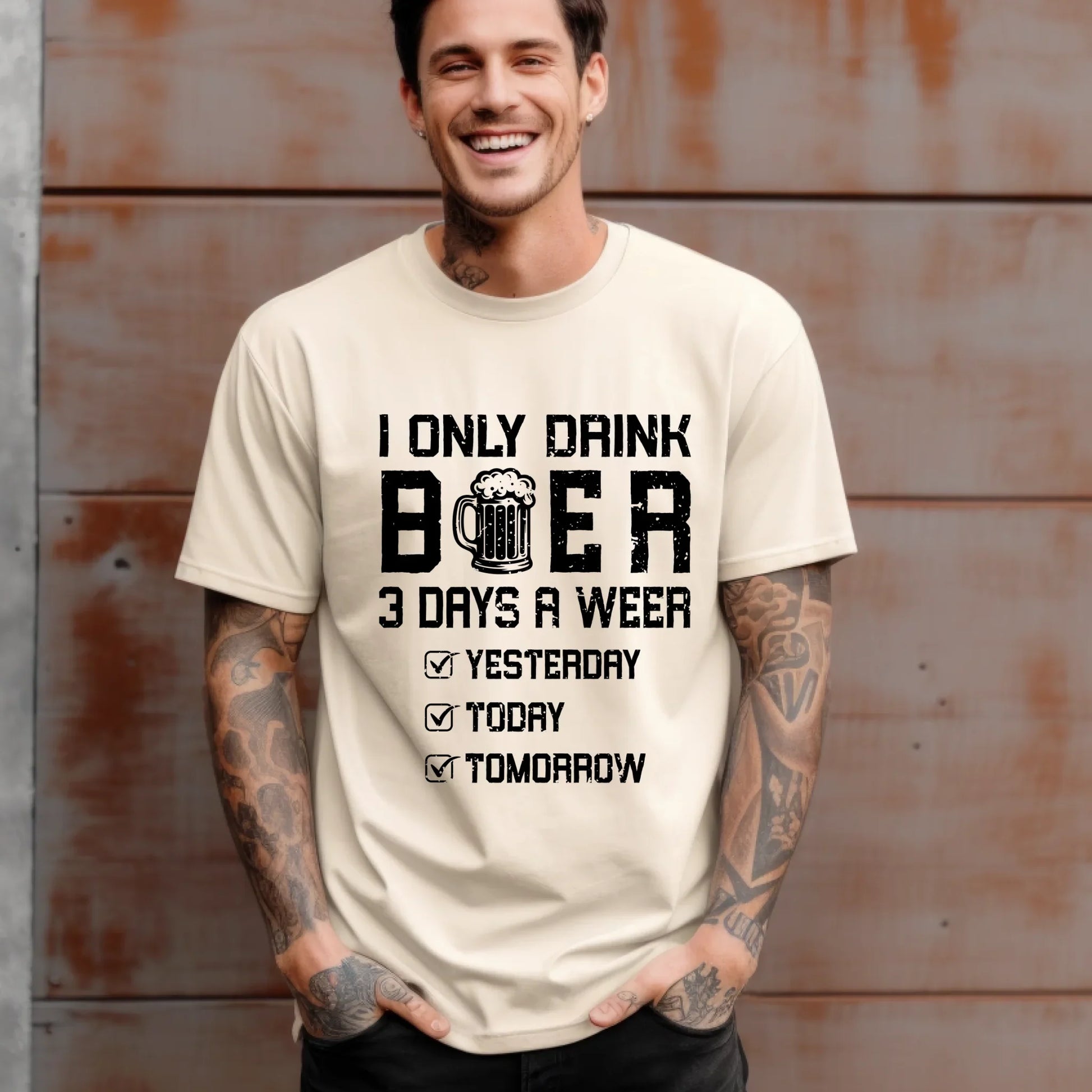 Funny Beer Shirt for Men – I Only Drink Beer 3 Days a Week – Oktoberfest Drinking Tee Hoodie, Sweatshirt (Image 5)