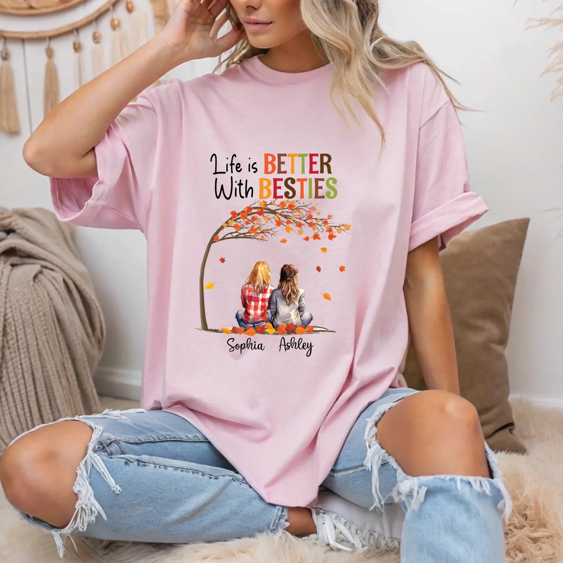 Personalized Best Friends Shirt – Life is Better With Besties Hoodie, Sweatshirt | InkThreadWorks.com (Image 2)
