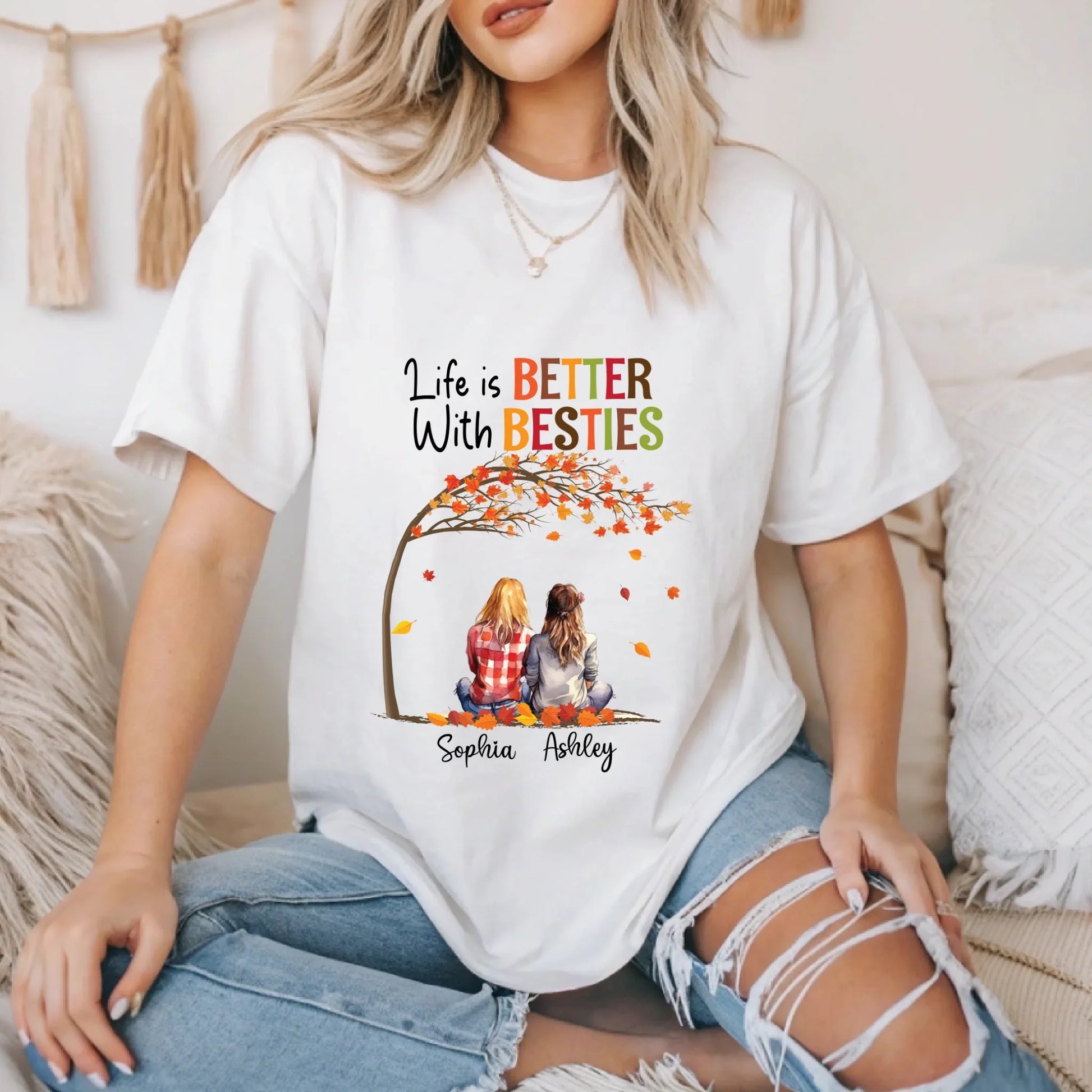 Personalized Best Friends Shirt – Life is Better With Besties Hoodie, Sweatshirt | InkThreadWorks.com (Image 4)