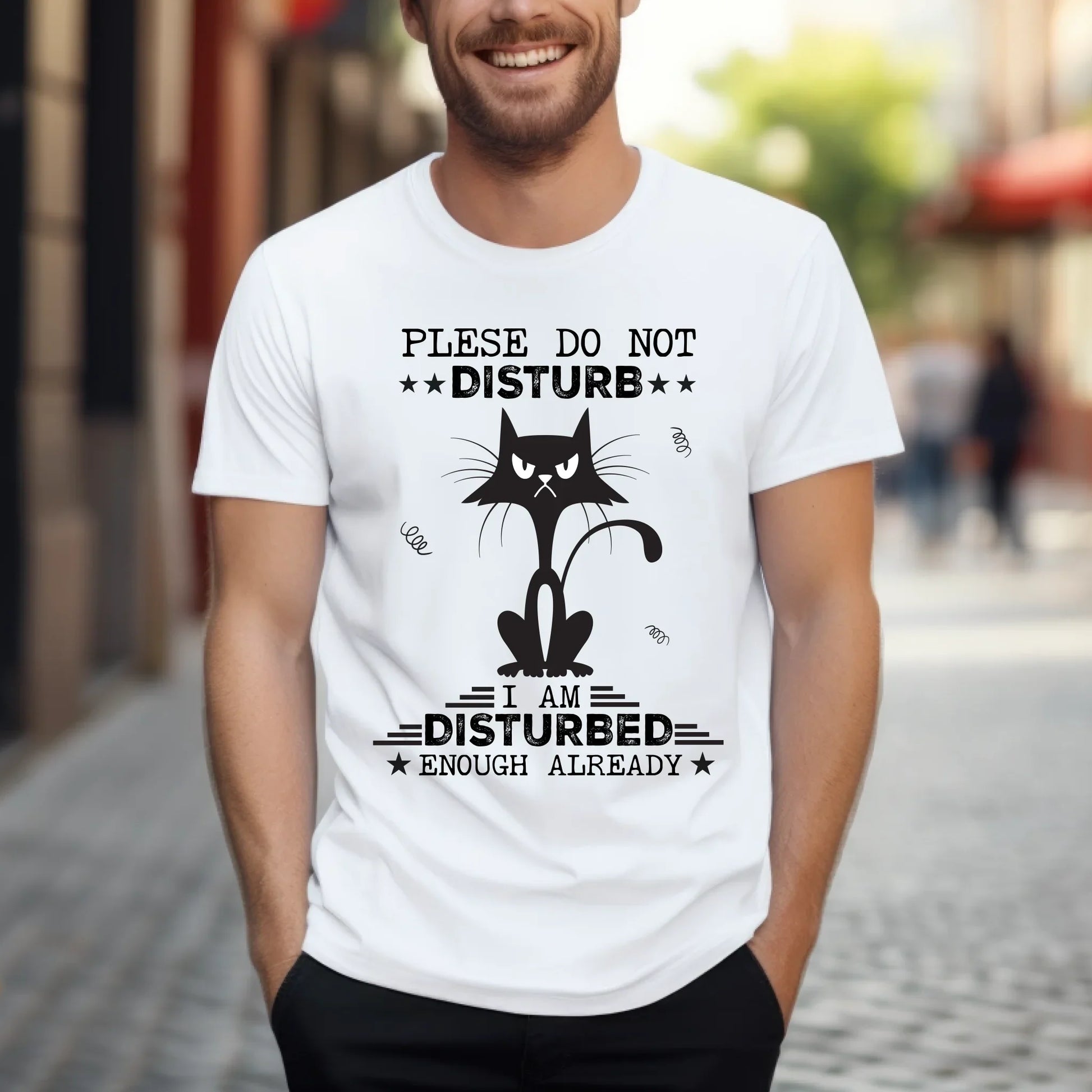 Funny Cat Shirt – Please Do Not Disturb T-Shirt – I Am Disturbed Enough Already Graphic Tee for Cat Lovers... (Image 4)