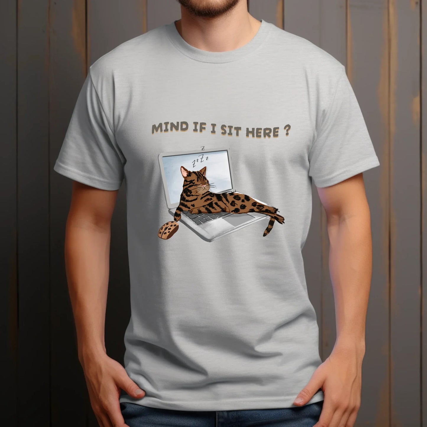 Funny Cat Shirt – Mind If I Sit Here? T-Shirt – Cute Cat on Laptop Graphic Tee for Cat Lovers Hoodie, Sweatshirt (Image 4)
