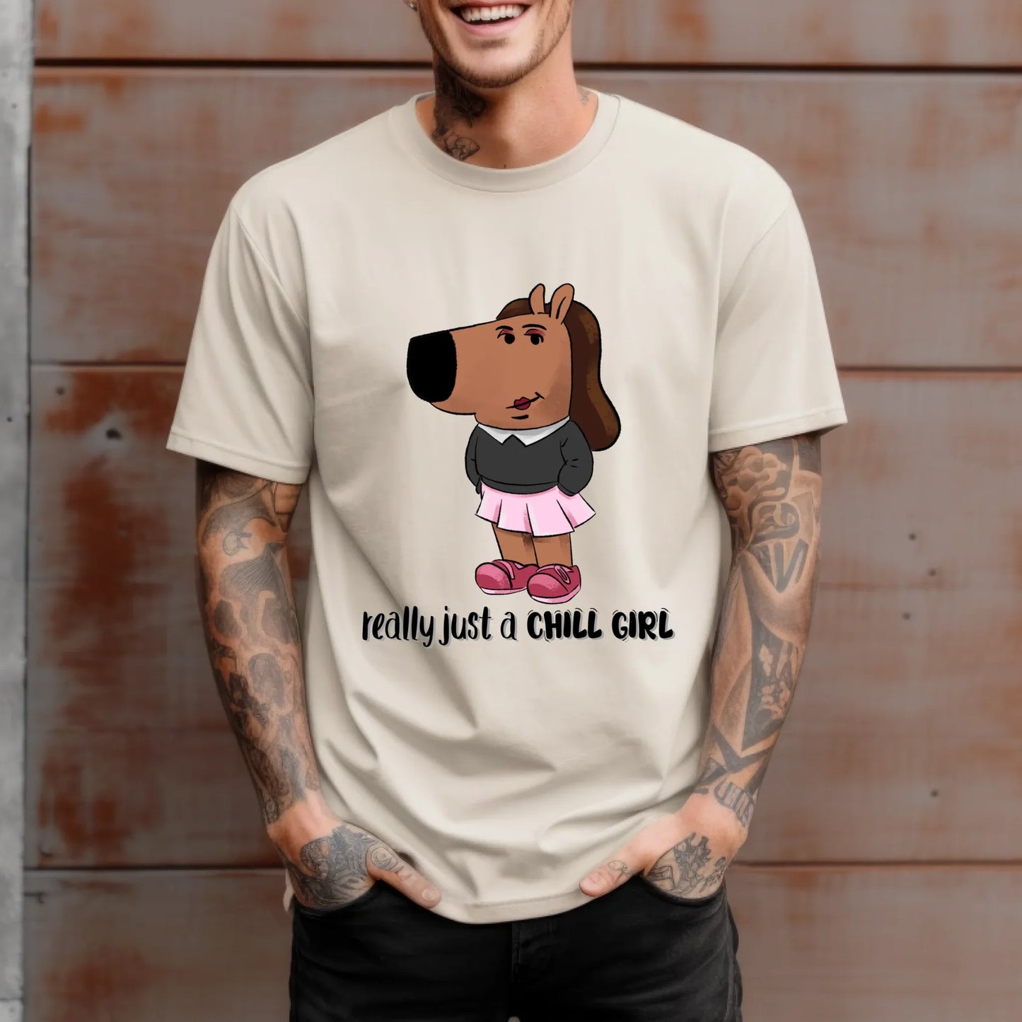 Funny Dog T-Shirt – Really Just a Chill Guy Cartoon Tee – Cool Dog Graphic Shirt Hoodie, Sweatshirt (Image 4)