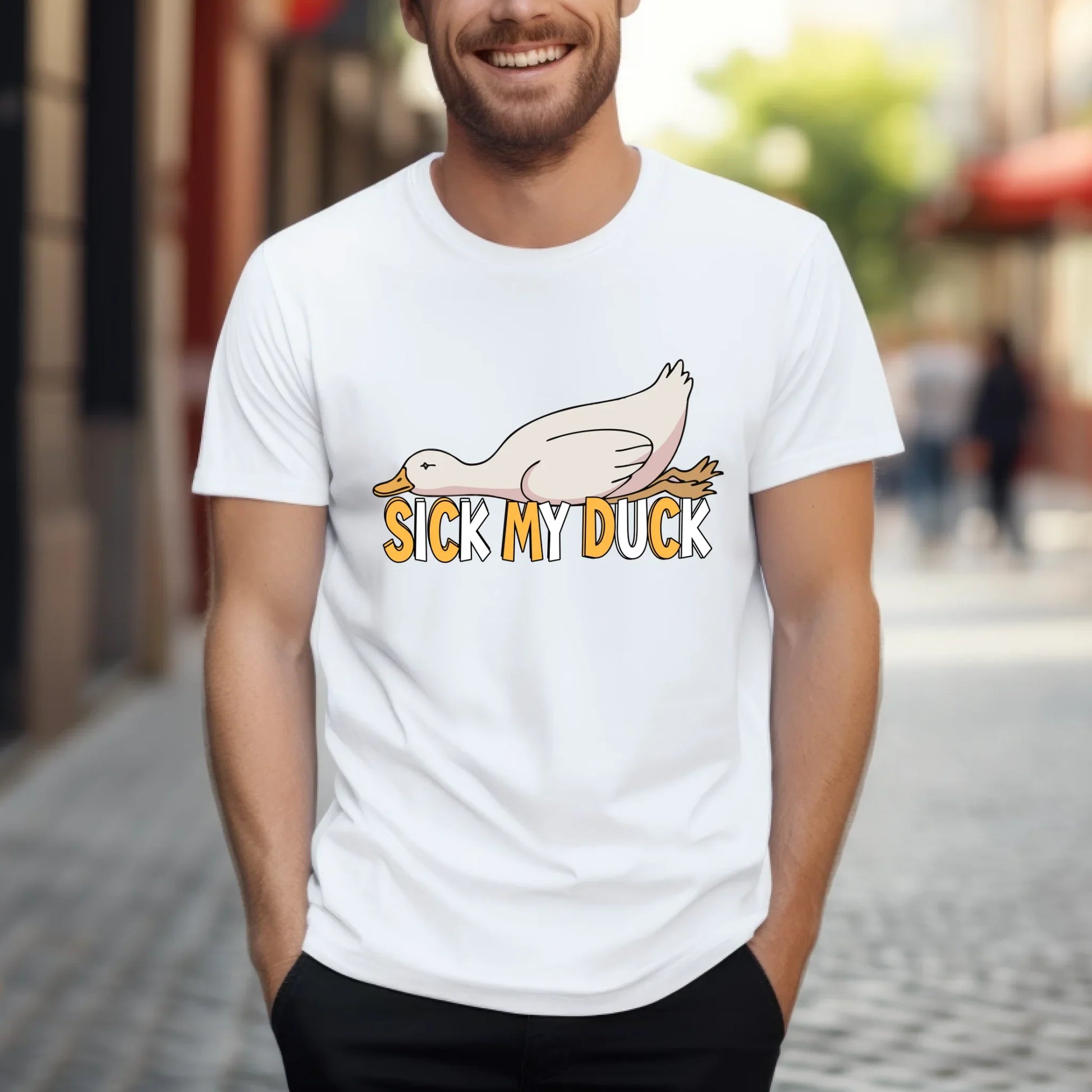 Funny Duck Shirt – Sick My Duck Pun T-Shirt – Sarcastic Novelty Graphic Tee Hoodie, Sweatshirt | InkThreadWorks.com (Image 2)