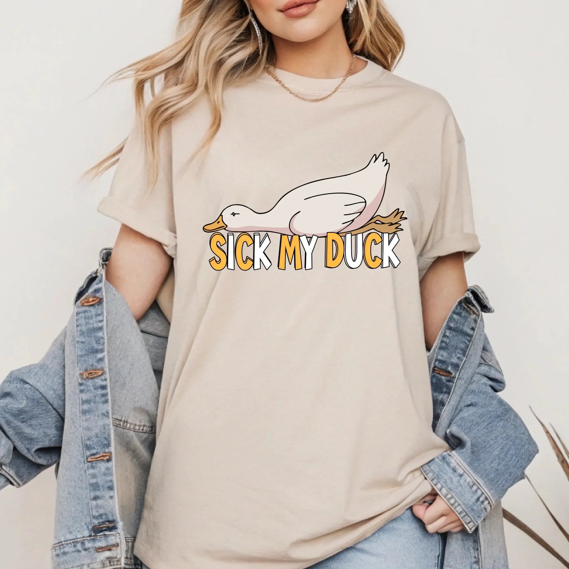 Funny Duck Shirt – Sick My Duck Pun T-Shirt – Sarcastic Novelty Graphic Tee Hoodie, Sweatshirt | InkThreadWorks.com (Image 3)