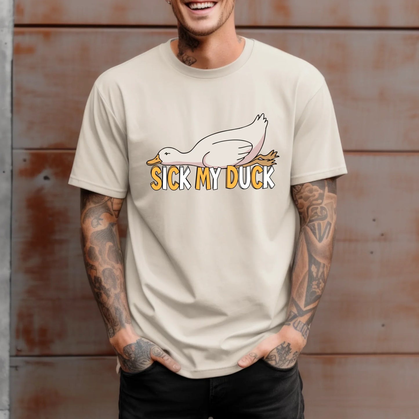 Funny Duck Shirt – Sick My Duck Pun T-Shirt – Sarcastic Novelty Graphic Tee Hoodie, Sweatshirt | InkThreadWorks.com (Image 4)