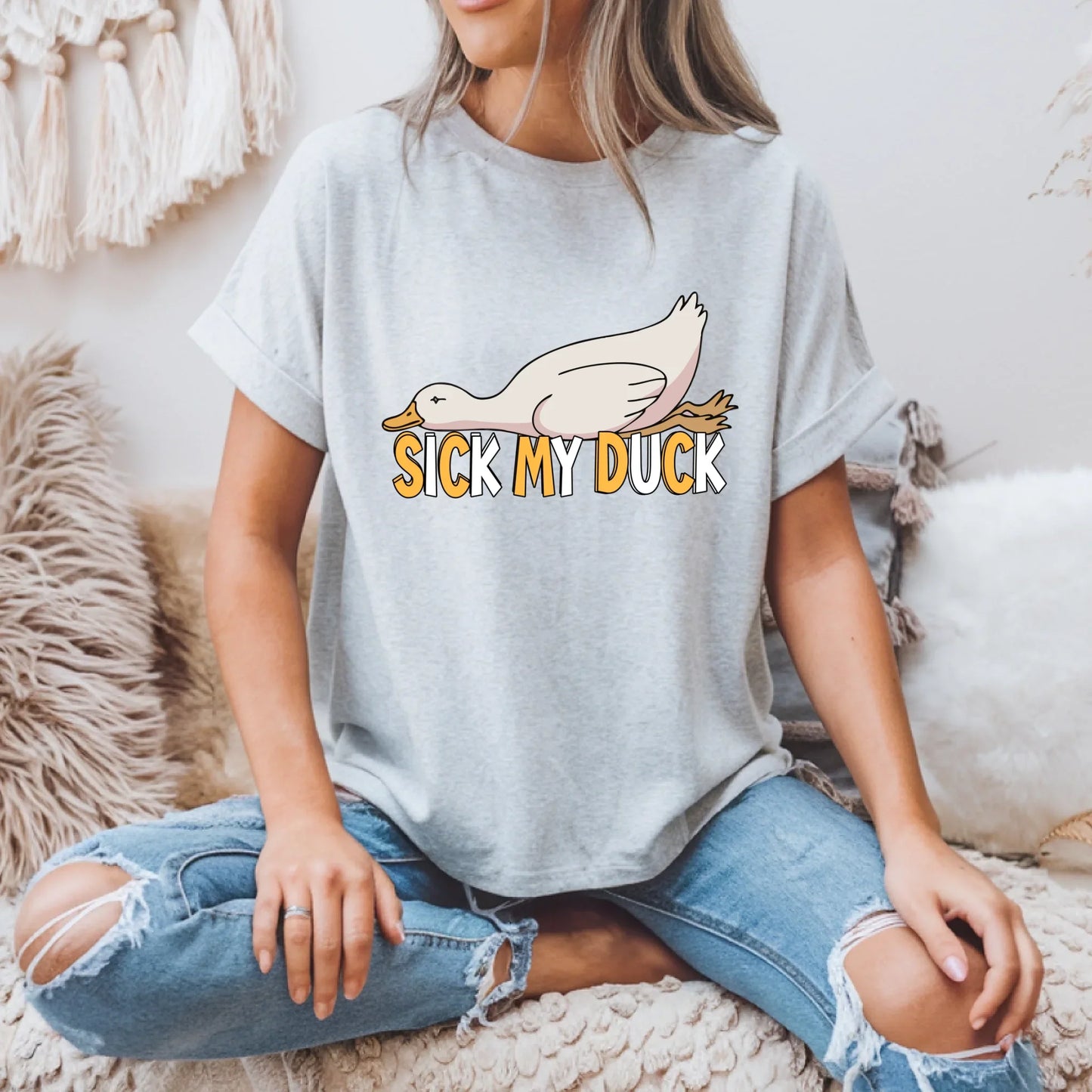 Funny Duck Shirt – Sick My Duck Pun T-Shirt – Sarcastic Novelty Graphic Tee Hoodie, Sweatshirt | InkThreadWorks.com (Image 5)
