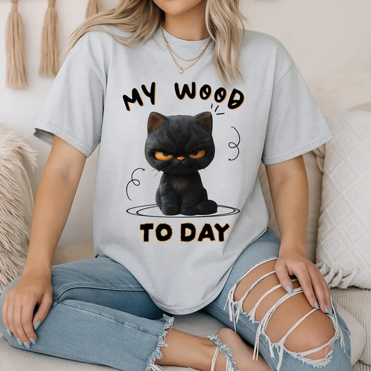 Funny Cat Shirt – My Mood Today Angry Cat T-Shirt – Sarcastic Graphic Tee Hoodie, Sweatshirt | InkThreadWorks.com (Image 1)