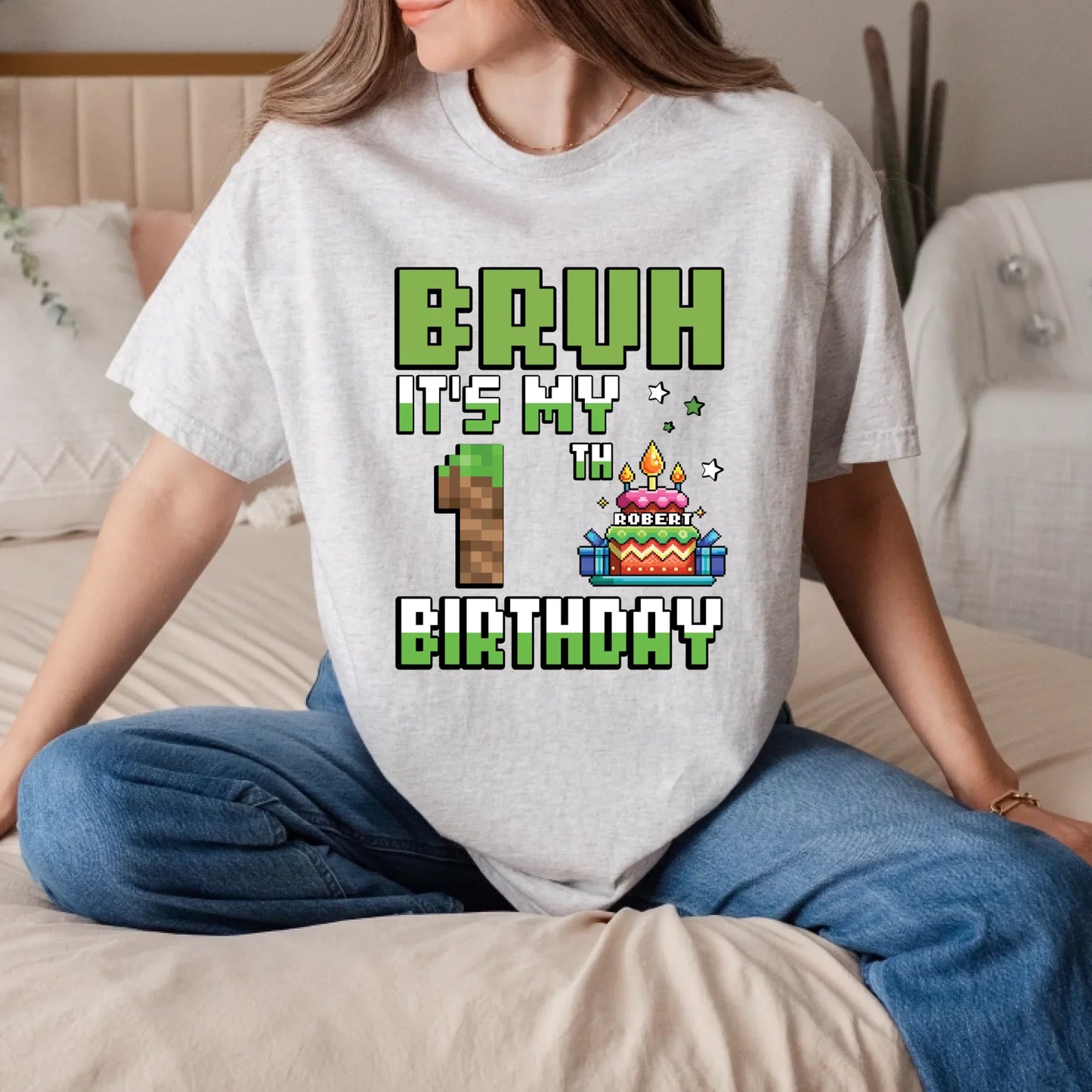 Custom Gamer Birthday T-Shirt – “BRUH It’s My [Age] Birthday” Personalized Name Tee Hoodie, Sweatshirt (Image 3)