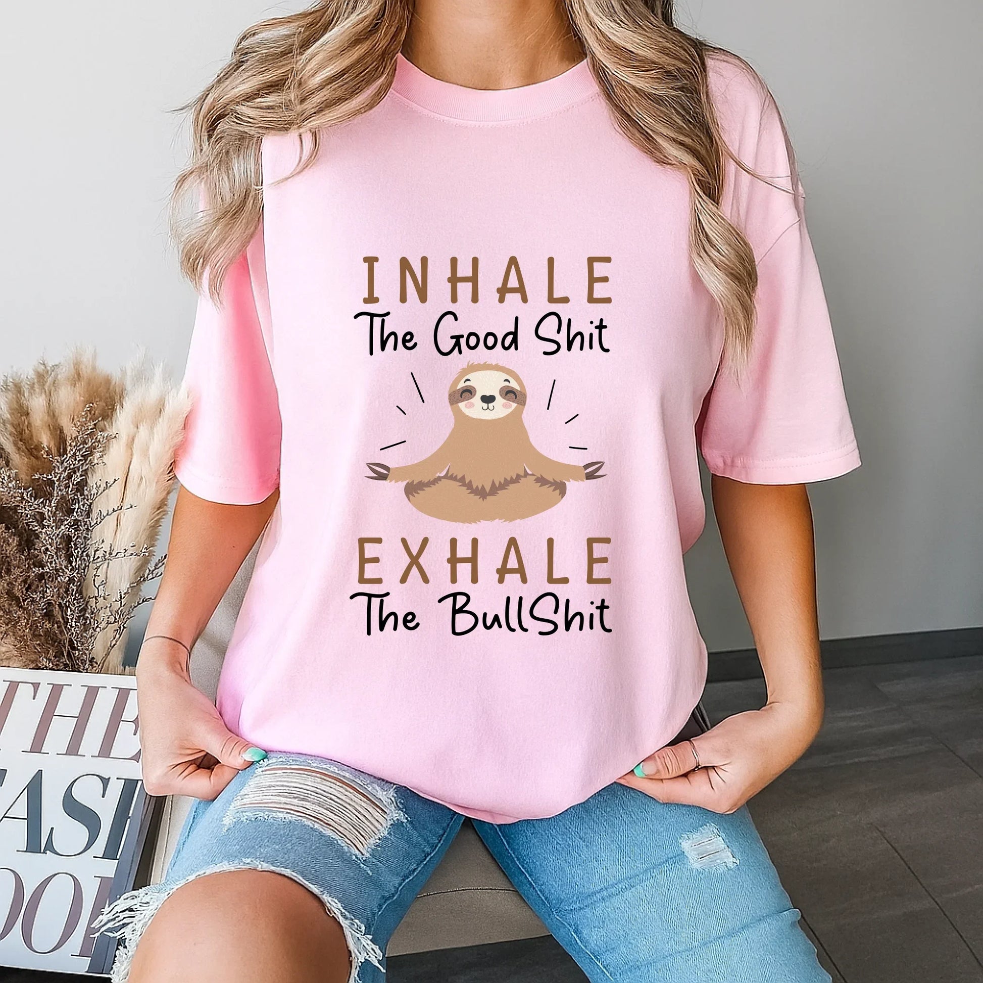 Inhale The Good Shit Exhale The Bullshit Sloth Yoga T-Shirt Funny Tee Hoodie, Sweatshirt | InkThreadWorks.com (Image 5)
