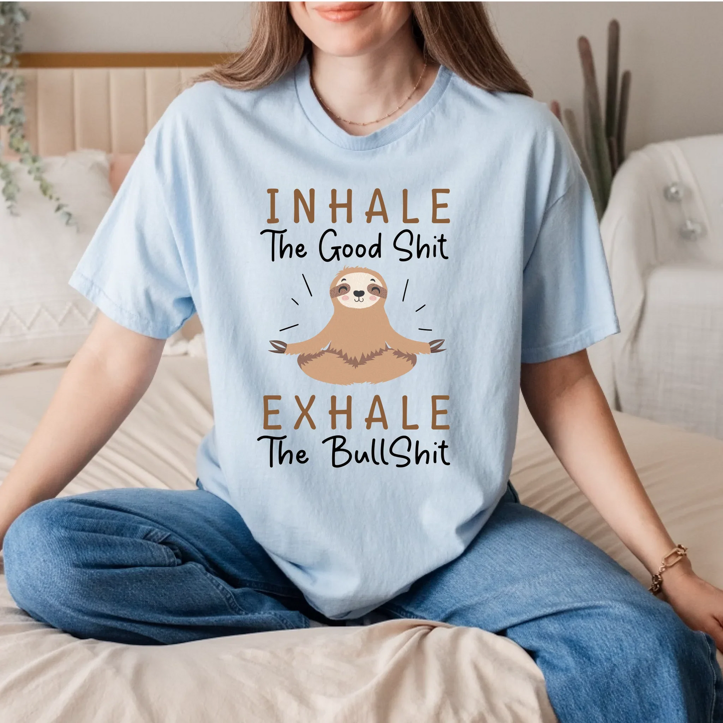 Inhale The Good Shit Exhale The Bullshit Sloth Yoga T-Shirt Funny Tee Hoodie, Sweatshirt | InkThreadWorks.com (Image 3)