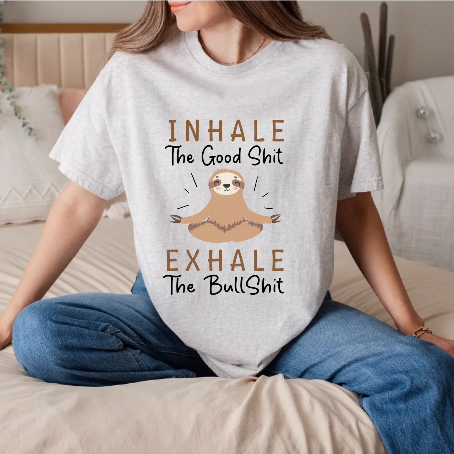 Inhale The Good Shit Exhale The Bullshit Sloth Yoga T-Shirt Funny Tee Hoodie, Sweatshirt | InkThreadWorks.com (Image 4)