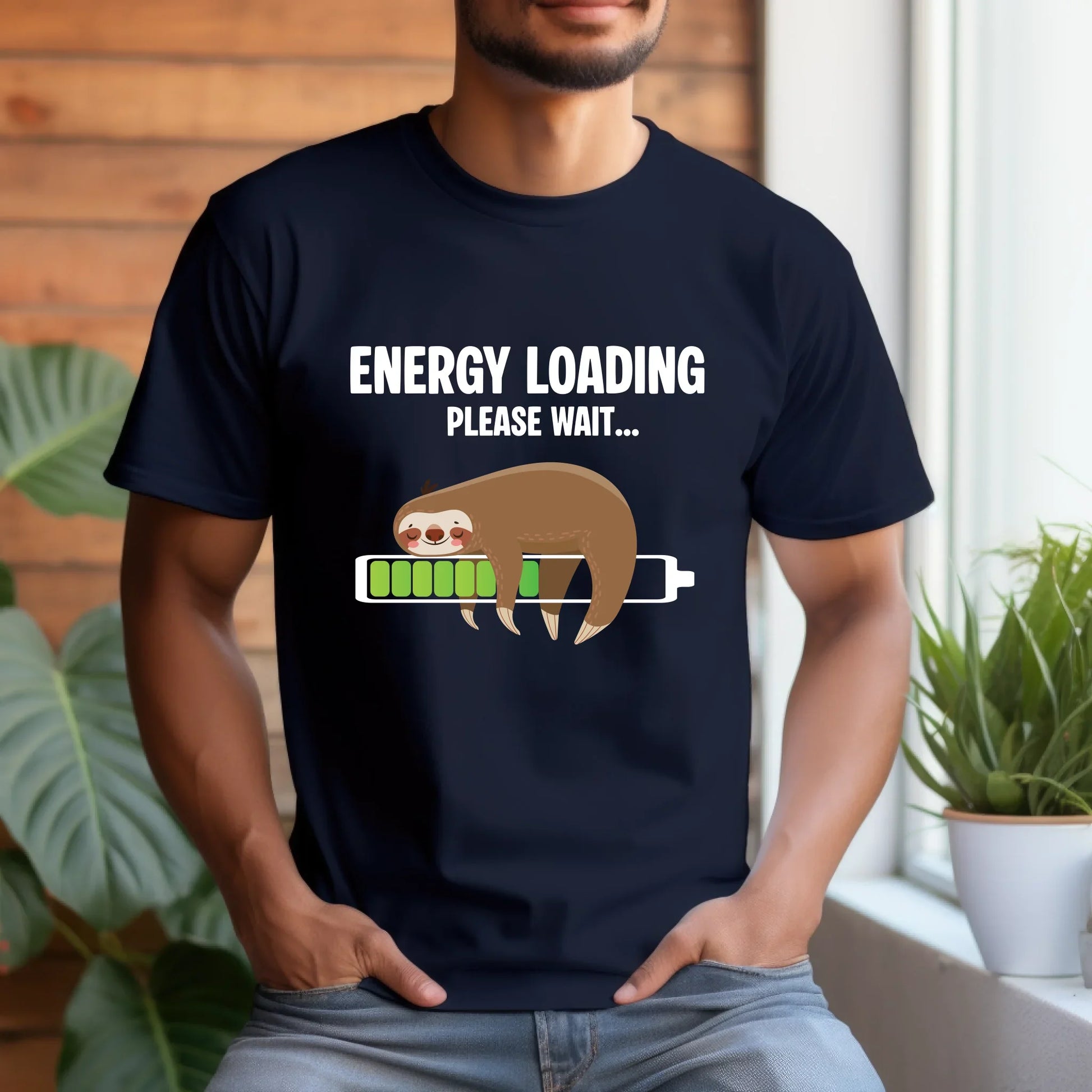 Energy Loading Please Wait Sloth T-Shirt Funny Lazy Nap Graphic Tee Hoodie, Sweatshirt | InkThreadWorks.com (Image 2)