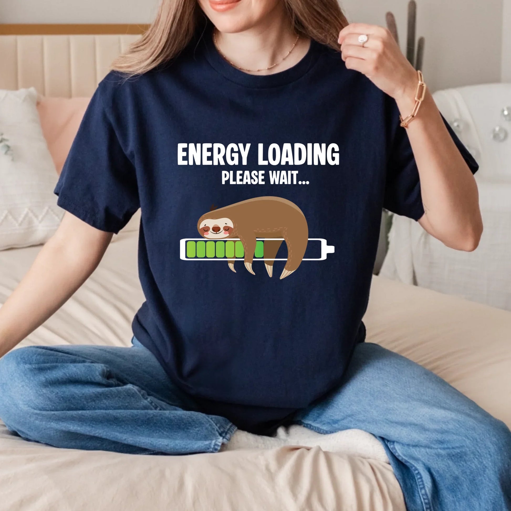 Energy Loading Please Wait Sloth T-Shirt Funny Lazy Nap Graphic Tee Hoodie, Sweatshirt | InkThreadWorks.com (Image 3)