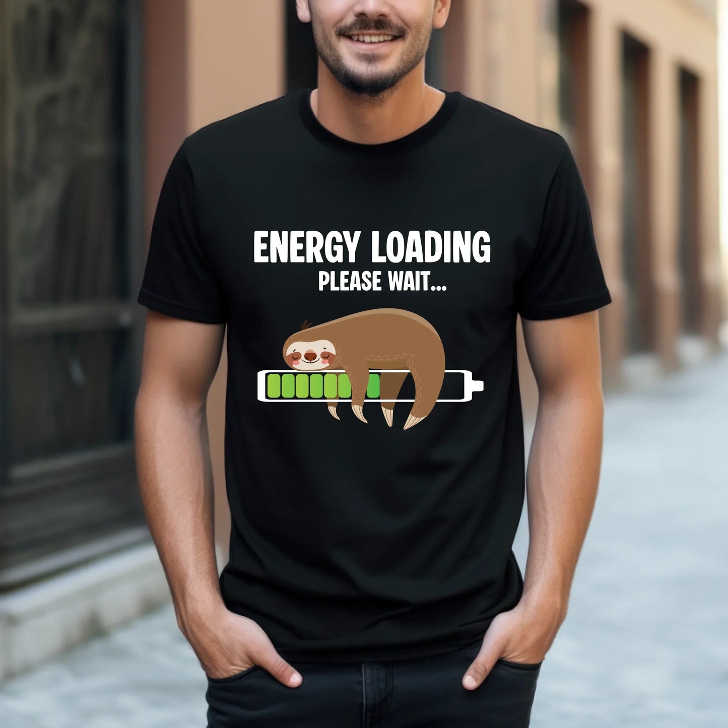 Energy Loading Please Wait Sloth T-Shirt Funny Lazy Nap Graphic Tee Hoodie, Sweatshirt | InkThreadWorks.com (Image 4)