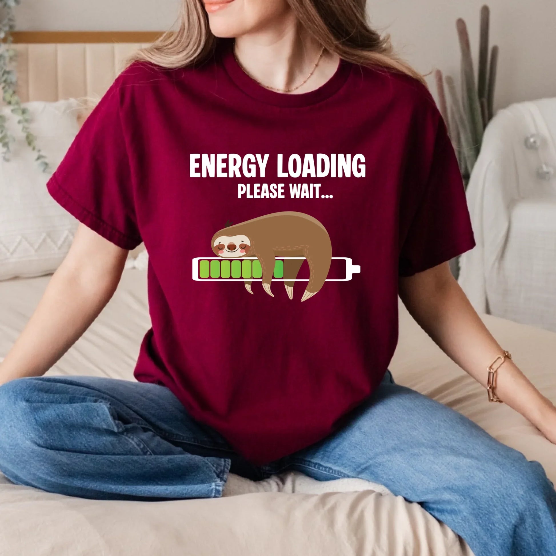 Energy Loading Please Wait Sloth T-Shirt Funny Lazy Nap Graphic Tee Hoodie, Sweatshirt | InkThreadWorks.com (Image 5)