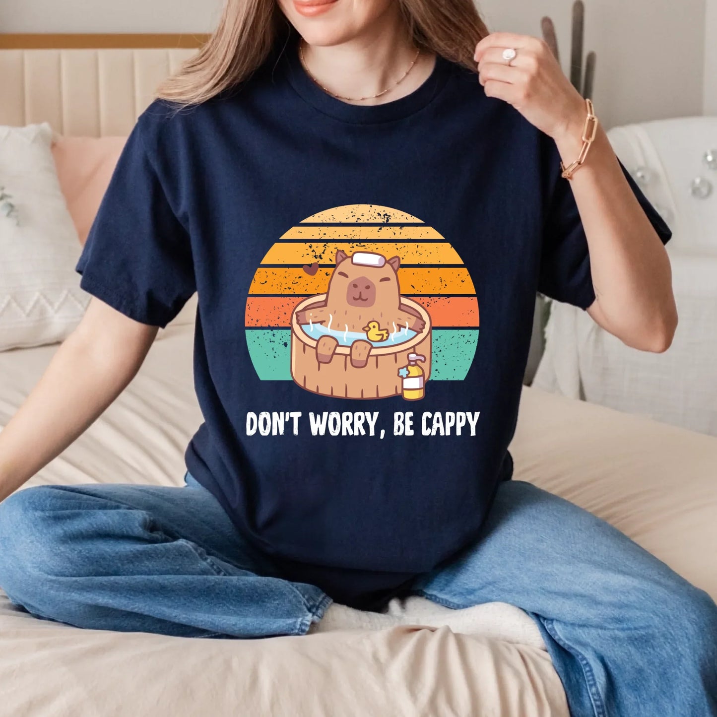 Don’t Worry Be Cappy Funny Capybara T-Shirt Hoodie, Sweatshirt | InkThreadWorks.com (Image 3)
