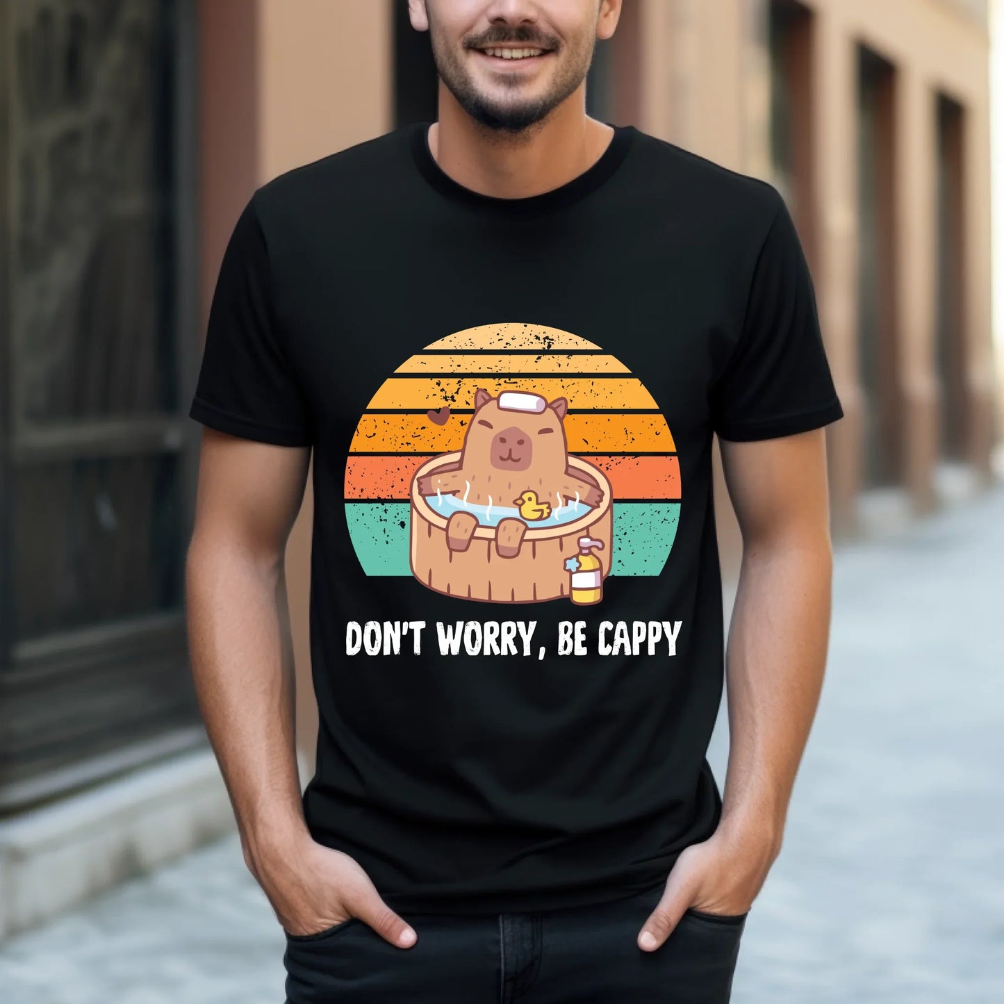 Don’t Worry Be Cappy Funny Capybara T-Shirt Hoodie, Sweatshirt | InkThreadWorks.com (Image 4)