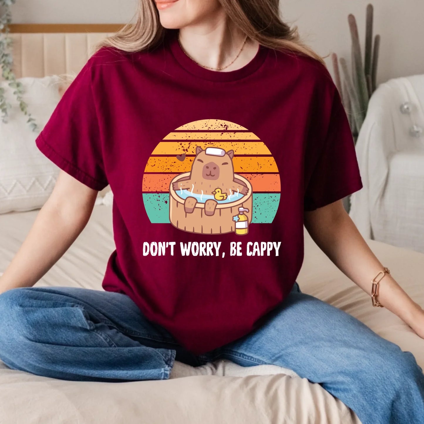 Don’t Worry Be Cappy Funny Capybara T-Shirt Hoodie, Sweatshirt | InkThreadWorks.com (Image 5)