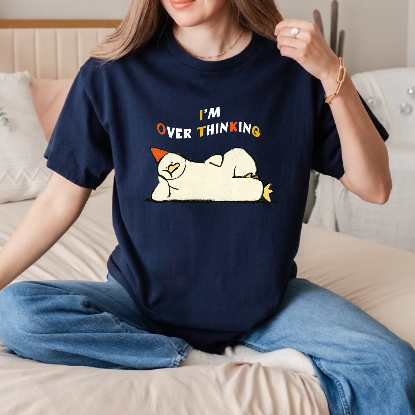 I’m Overthinking T-Shirt – Lazy Chicken Meme Funny Tee – Unisex Casual Shirt Hoodie, Sweatshirt (Image 3)