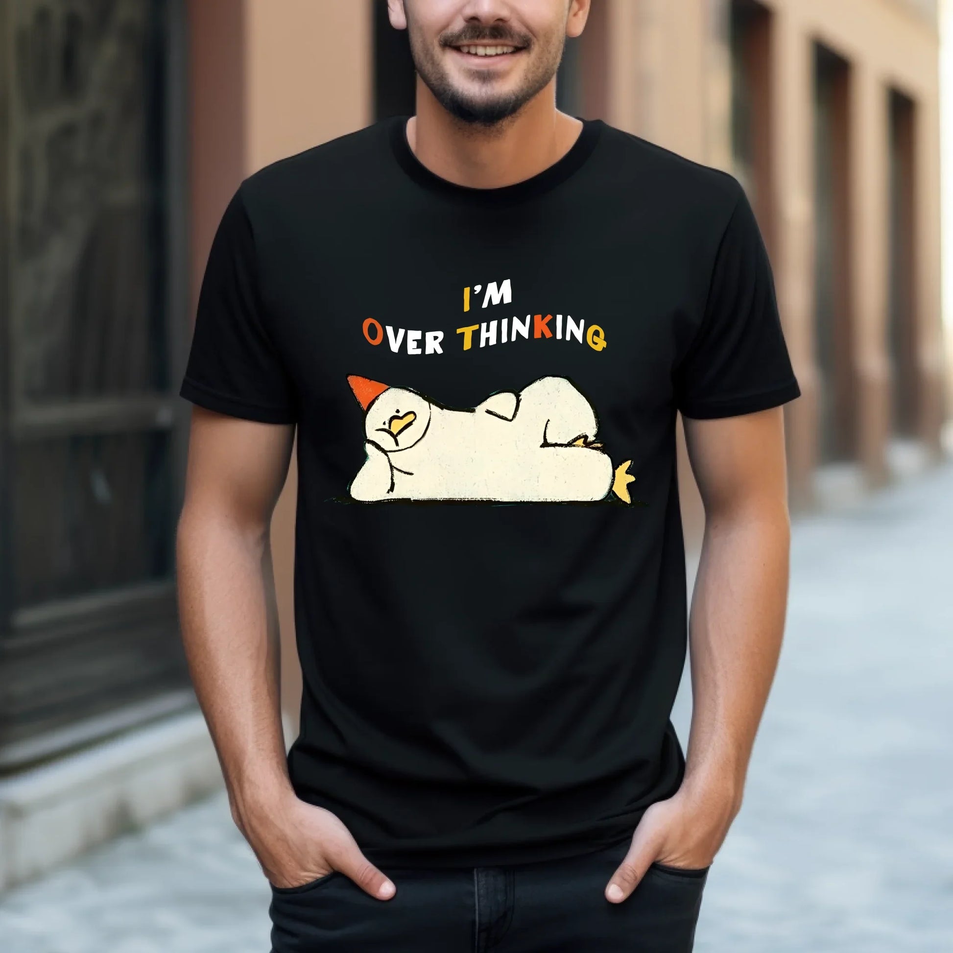 I’m Overthinking T-Shirt – Lazy Chicken Meme Funny Tee – Unisex Casual Shirt Hoodie, Sweatshirt (Image 4)