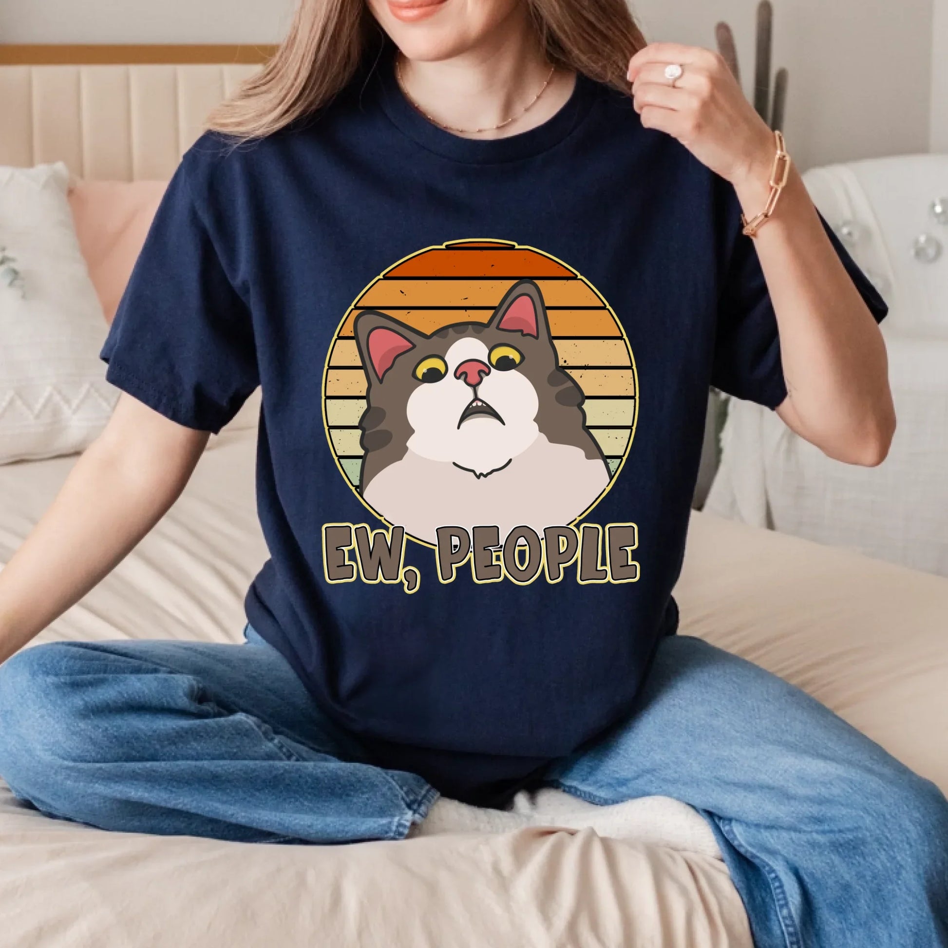 Ew People Cat T-Shirt – Funny Anti-Social Cat Graphic Tee – Unisex Casual Shirt Hoodie, Sweatshirt (Image 3)