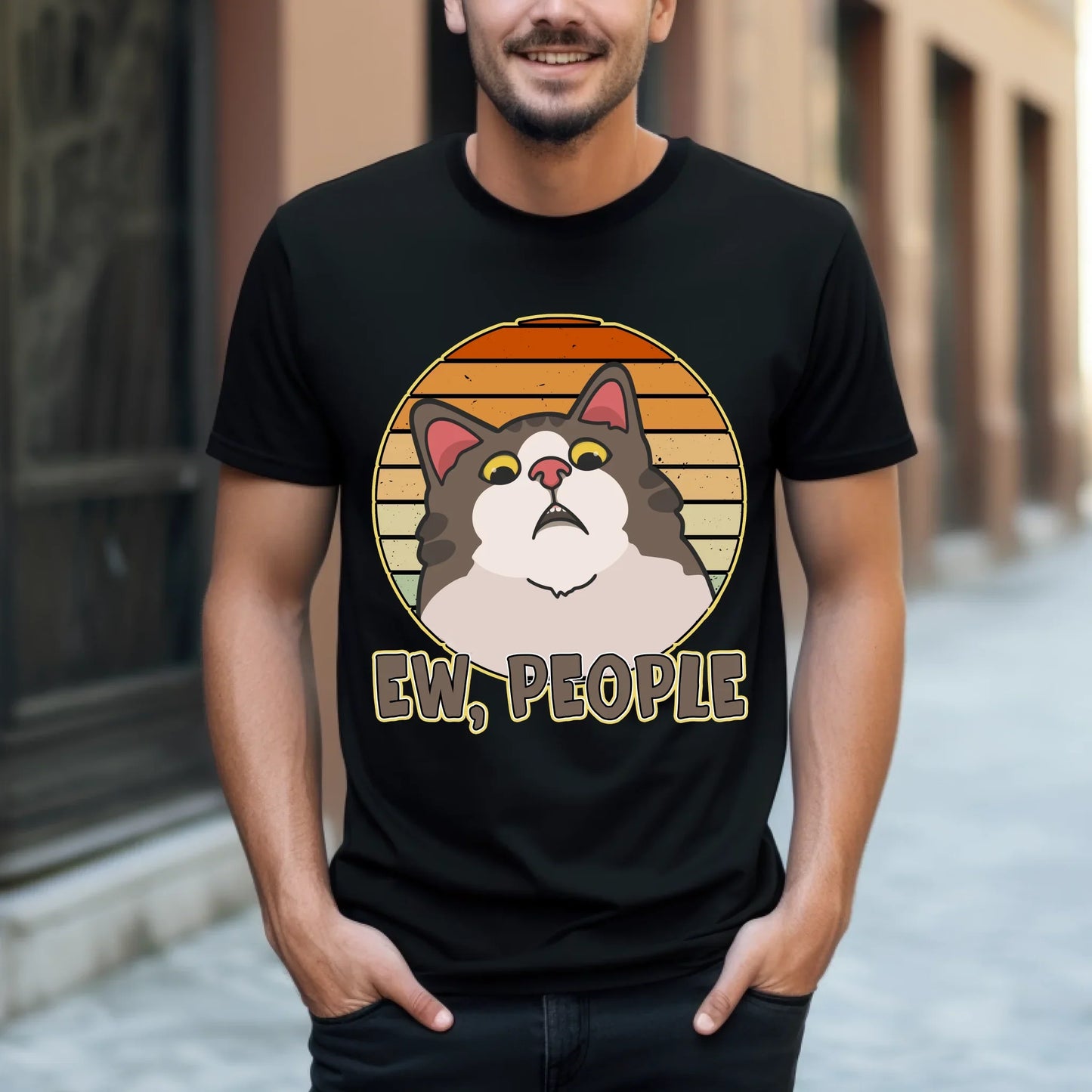 Ew People Cat T-Shirt – Funny Anti-Social Cat Graphic Tee – Unisex Casual Shirt Hoodie, Sweatshirt (Image 4)