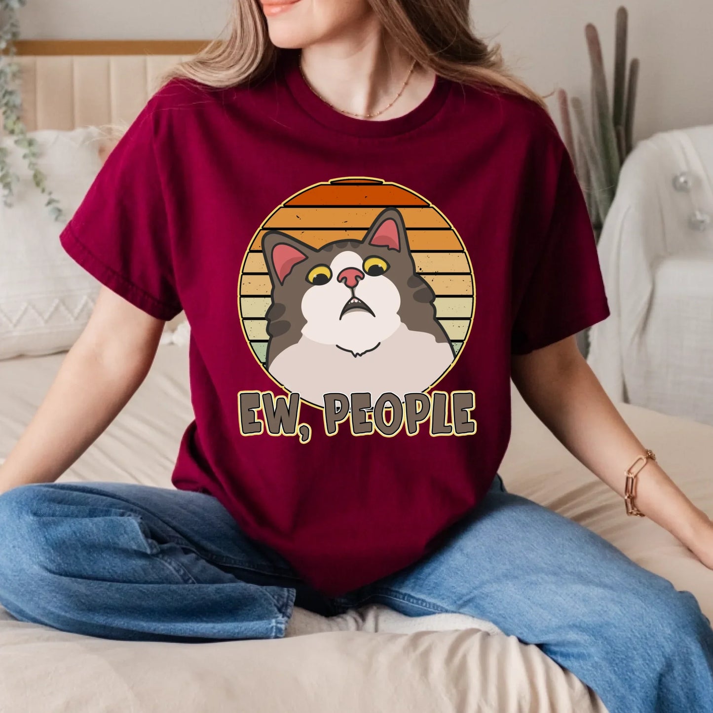 Ew People Cat T-Shirt – Funny Anti-Social Cat Graphic Tee – Unisex Casual Shirt Hoodie, Sweatshirt (Image 5)