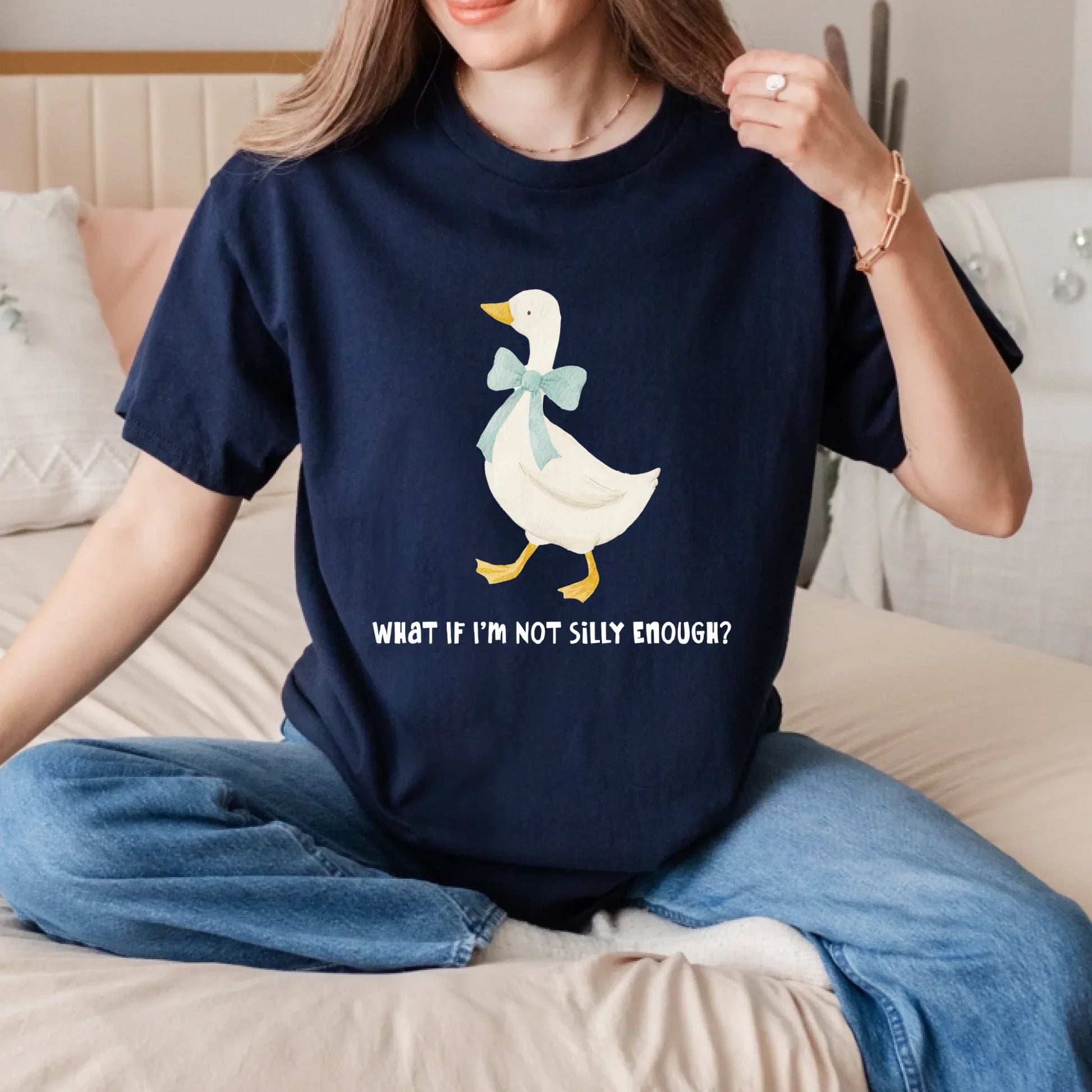 Funny Duck T-Shirt – “What If I’m Not Silly Enough?” Graphic Tee – Cute Duck Lover Gift Hoodie, Sweatshirt (Image 3)