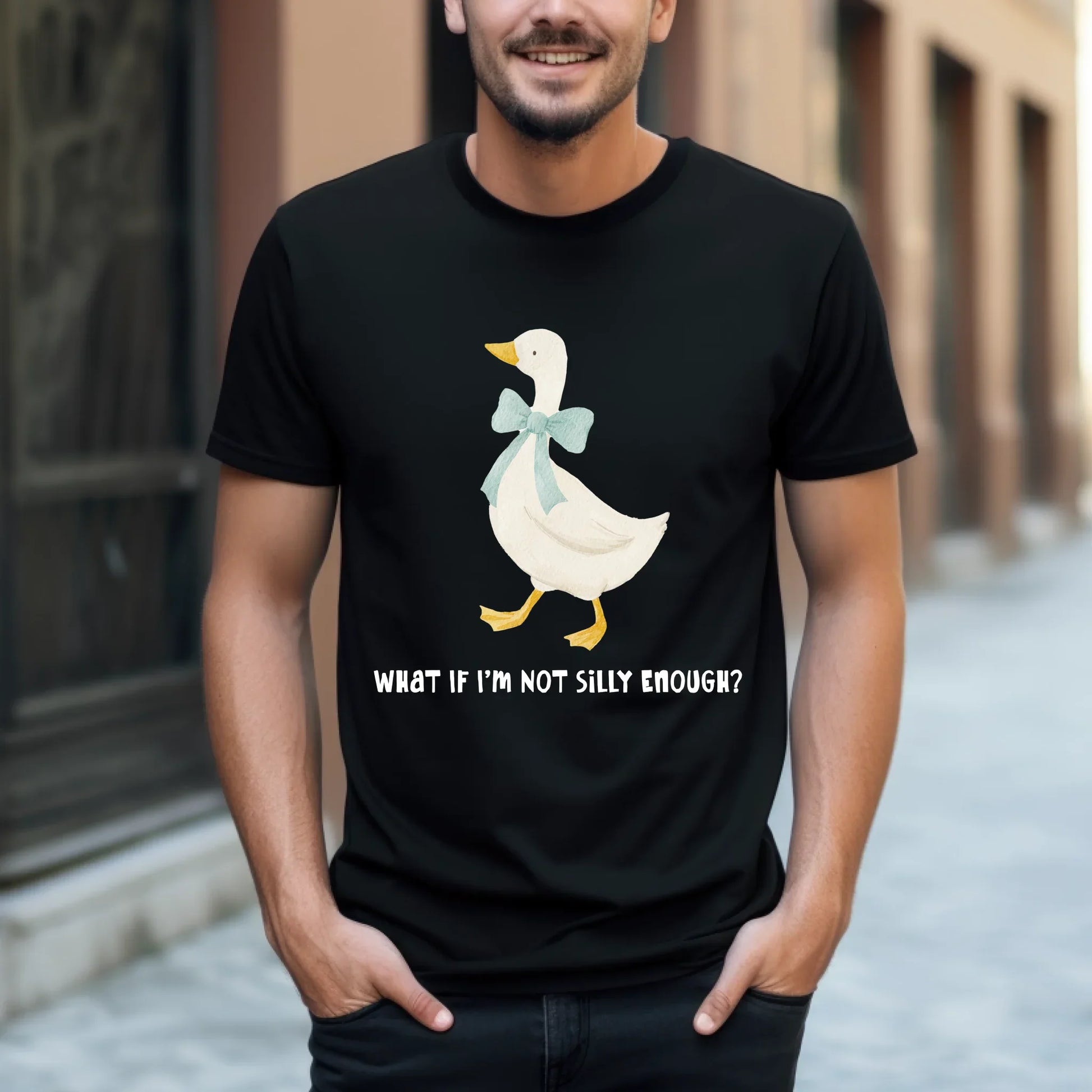 Funny Duck T-Shirt – “What If I’m Not Silly Enough?” Graphic Tee – Cute Duck Lover Gift Hoodie, Sweatshirt (Image 4)