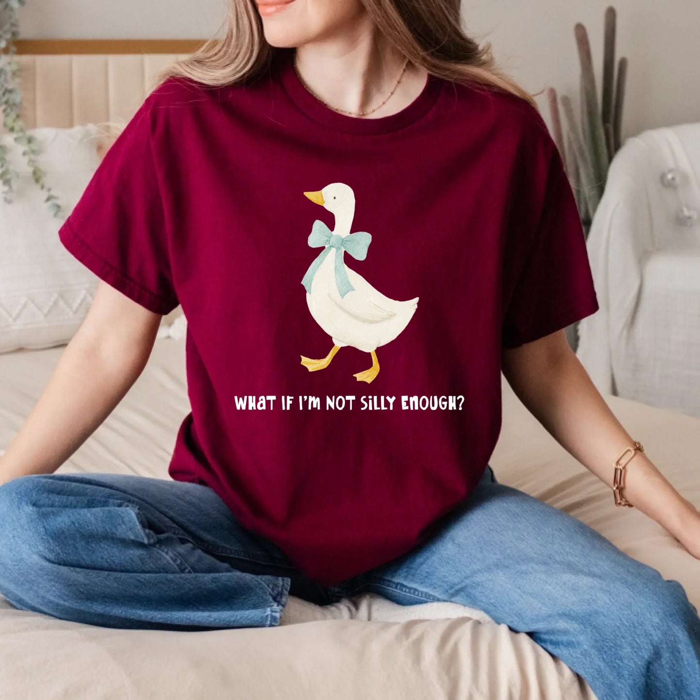 Funny Duck T-Shirt – “What If I’m Not Silly Enough?” Graphic Tee – Cute Duck Lover Gift Hoodie, Sweatshirt (Image 5)