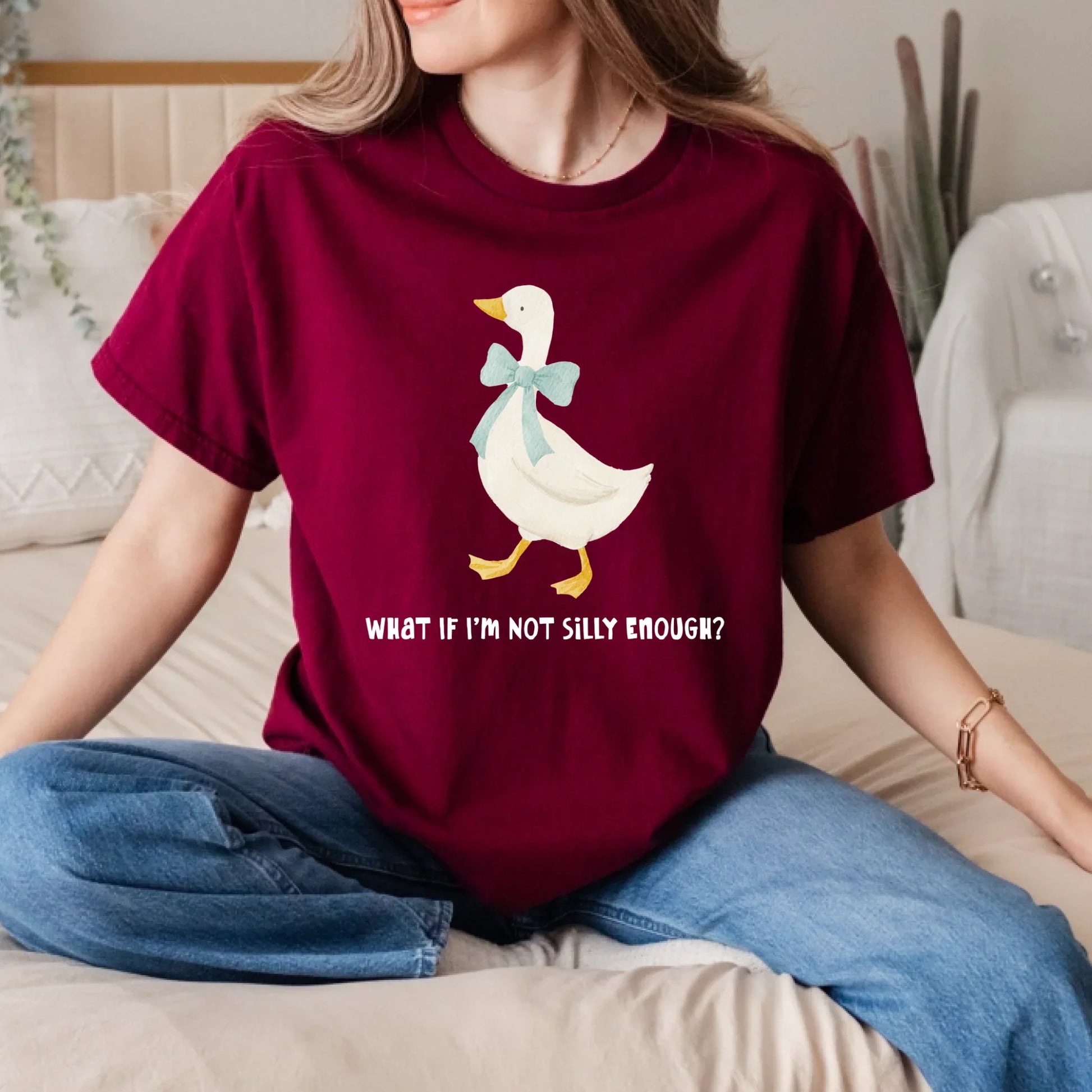 Funny Duck T-Shirt – “What If I’m Not Silly Enough?” Graphic Tee – Cute Duck Lover Gift Hoodie, Sweatshirt (Image 5)