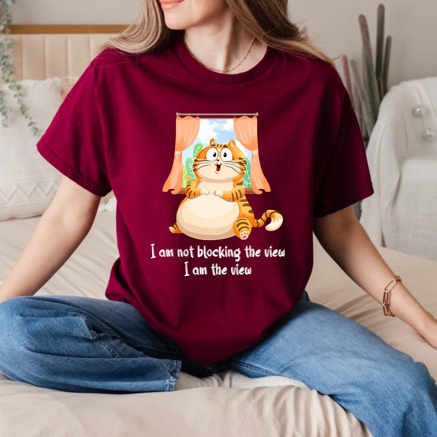 Funny Cat T-Shirt – “I Am Not Blocking the View, I Am the View” Graphic Tee – Cute Cat Lover Gift Hoodie,... (Image 5)