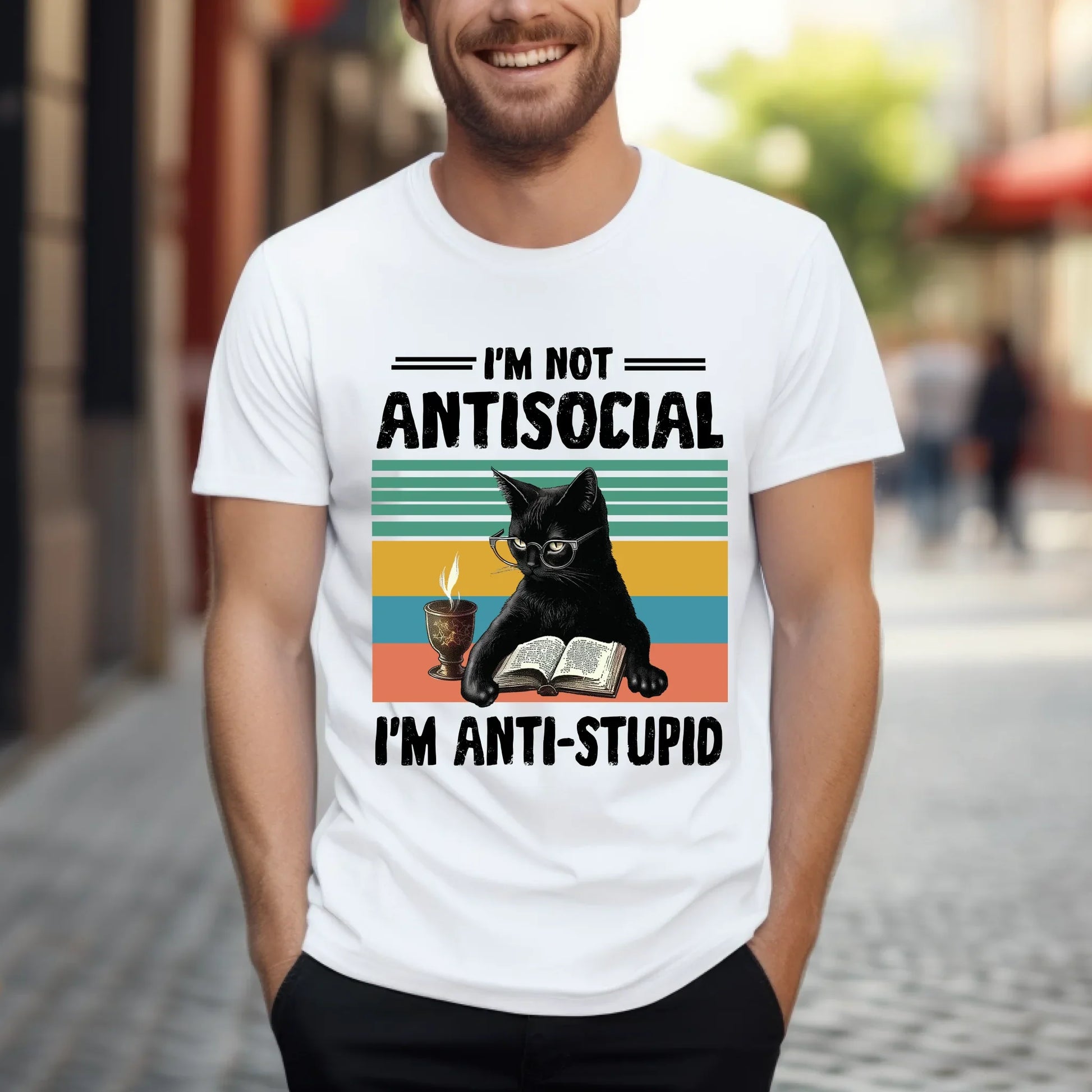 Funny Cat T-Shirt – I’m Not Antisocial I’m Anti-Stupid – Sarcastic Graphic Tee for Women & Men Hoodie, Sweatshirt (Image 1)