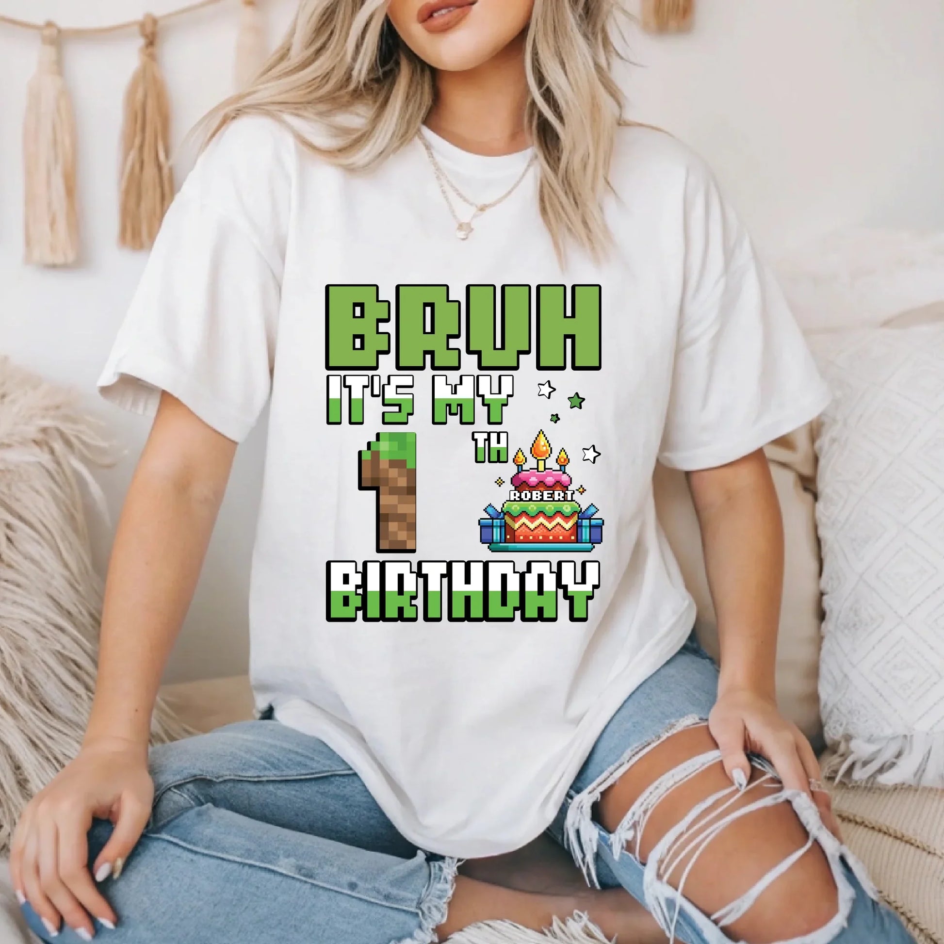 Custom Gamer Birthday T-Shirt – “BRUH It’s My [Age] Birthday” Personalized Name Tee Hoodie, Sweatshirt (Image 1)