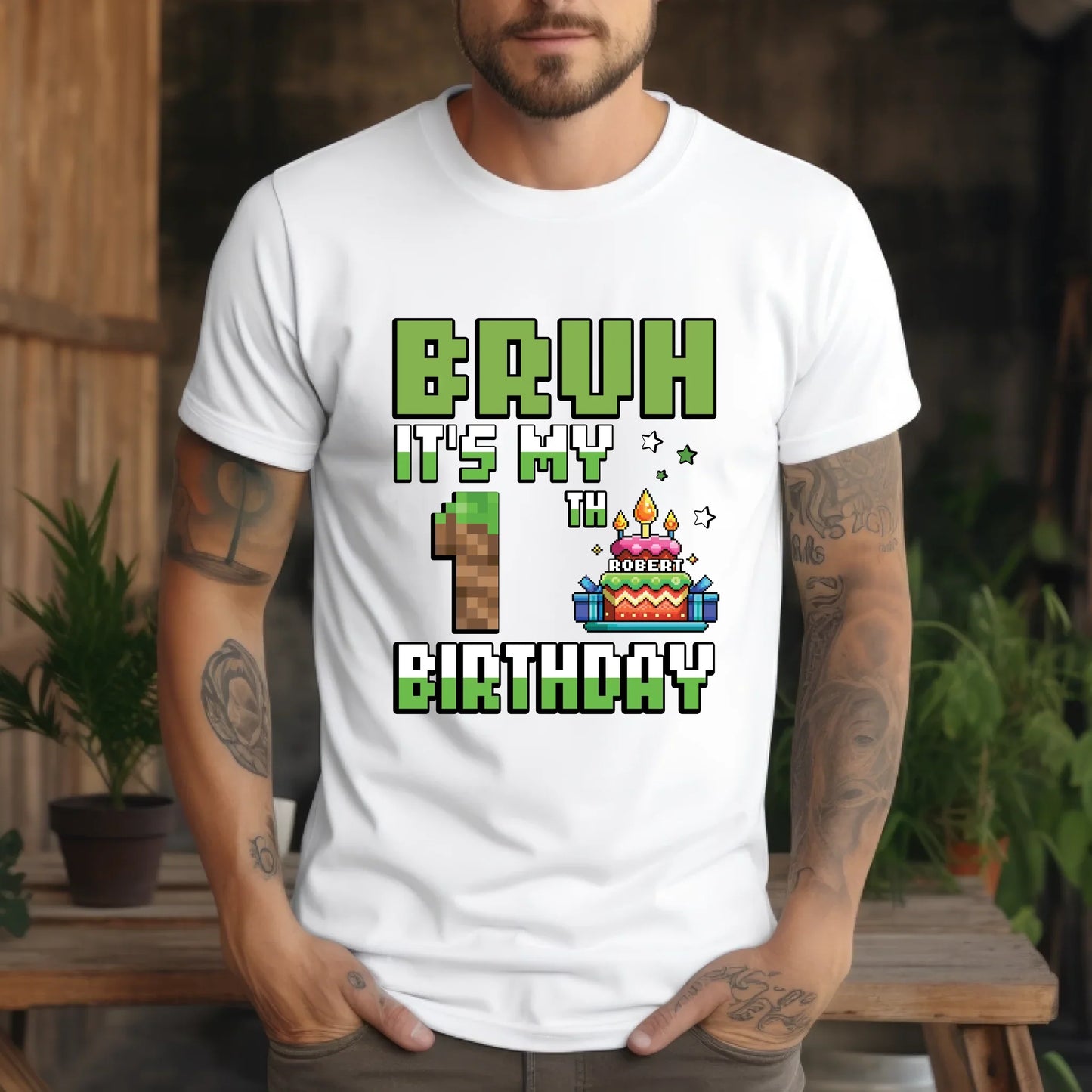 Custom Gamer Birthday T-Shirt – “BRUH It’s My [Age] Birthday” Personalized Name Tee Hoodie, Sweatshirt (Image 2)