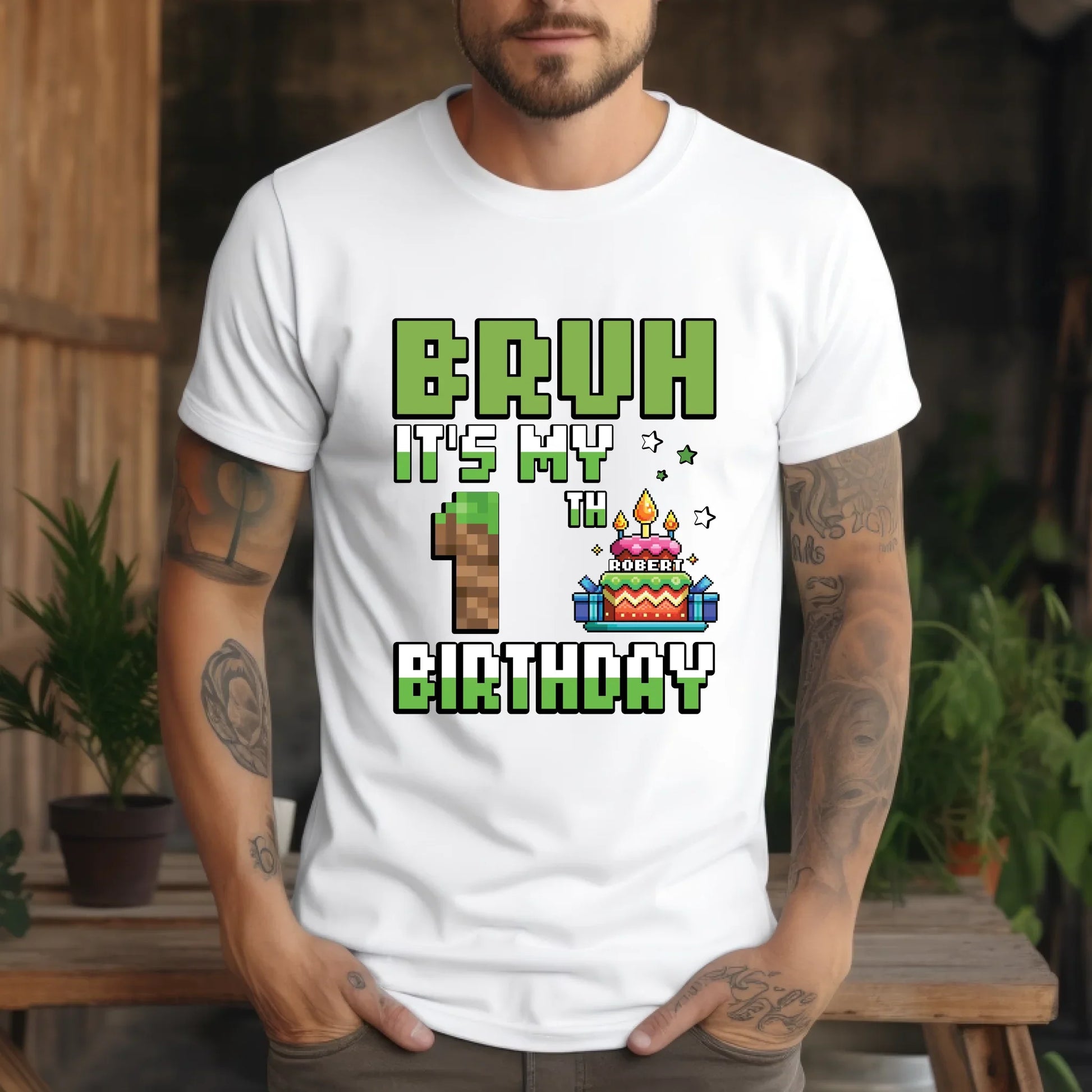 Custom Gamer Birthday T-Shirt – “BRUH It’s My [Age] Birthday” Personalized Name Tee Hoodie, Sweatshirt (Image 2)