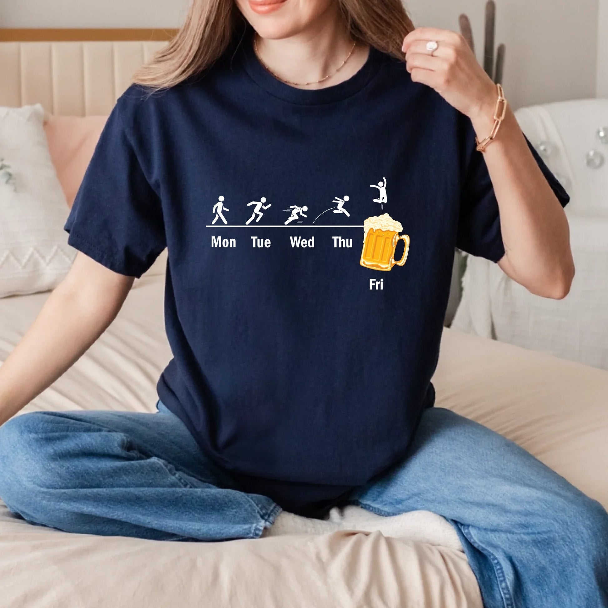 Funny Friday Beer T-Shirt – Weekend Drinking Shirt – Casual Unisex Graphic Tee Hoodie, Sweatshirt (Image 1)