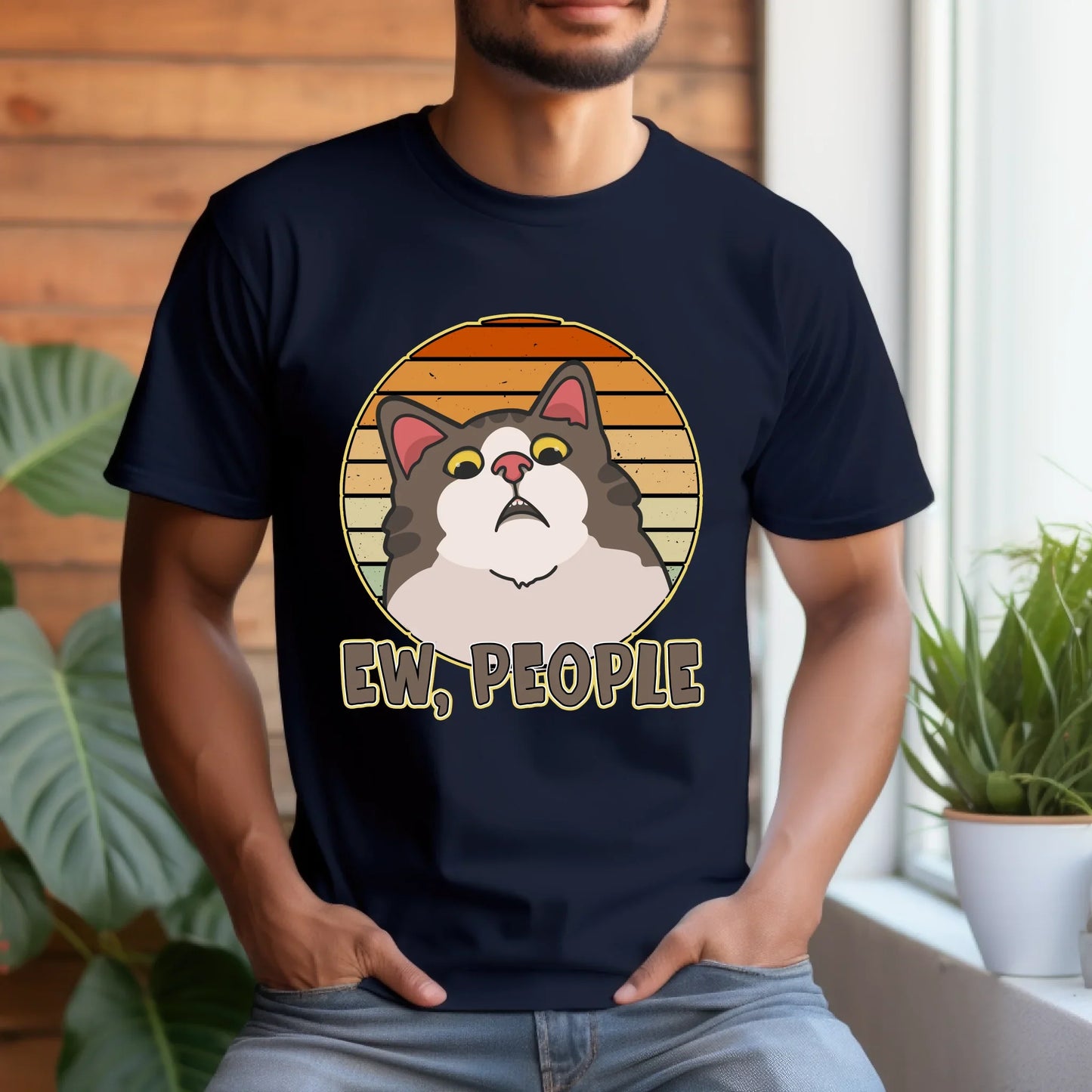 Ew People Cat T-Shirt – Funny Anti-Social Cat Graphic Tee – Unisex Casual Shirt Hoodie, Sweatshirt (Image 1)