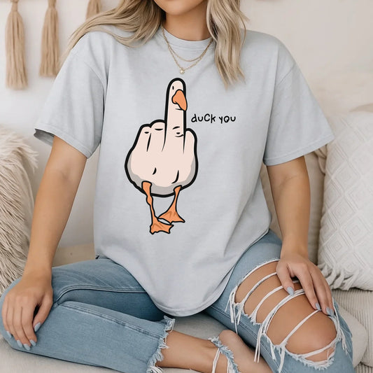 Funny Duck Pun T-Shirt – “Duck You” Cartoon Goose Tee – Sarcastic Humor Shirt for Men Women Hoodie, Sweatshirt (Image 1)