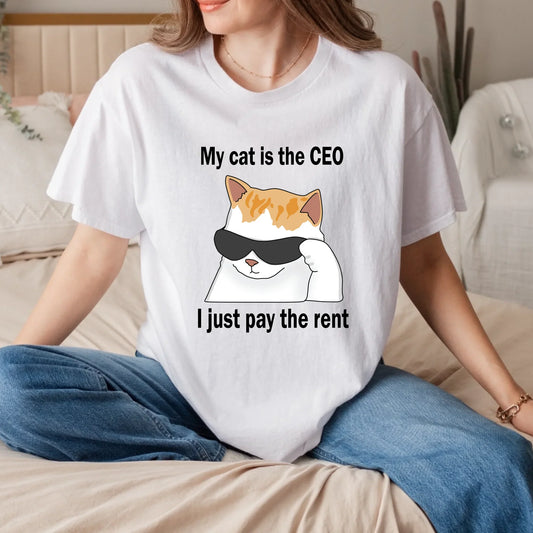 My Cat is the CEO T-Shirt – Funny Cat Lover Graphic Tee – Pet Owner Humor Shirt Hoodie, Sweatshirt (Image 1)