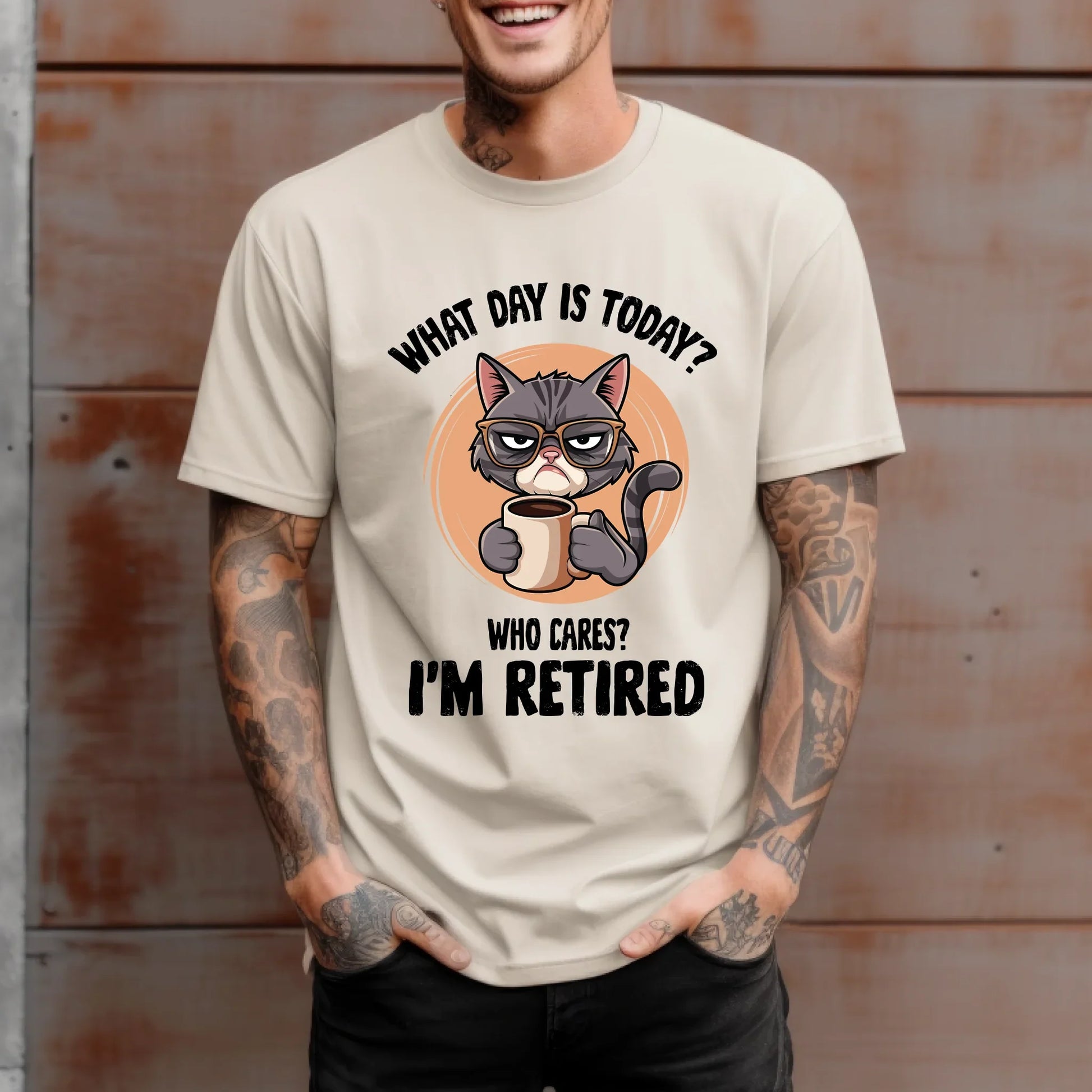 What Day Is Today? I’m Retired Cat T-Shirt – Funny Retirement Gift Tee for Men & Women Hoodie, Sweatshirt (Image 4)