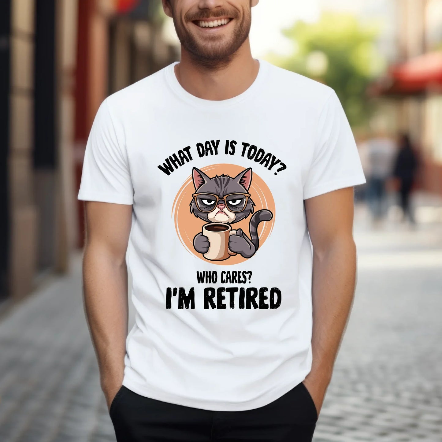 What Day Is Today? I’m Retired Cat T-Shirt – Funny Retirement Gift Tee for Men & Women Hoodie, Sweatshirt (Image 2)