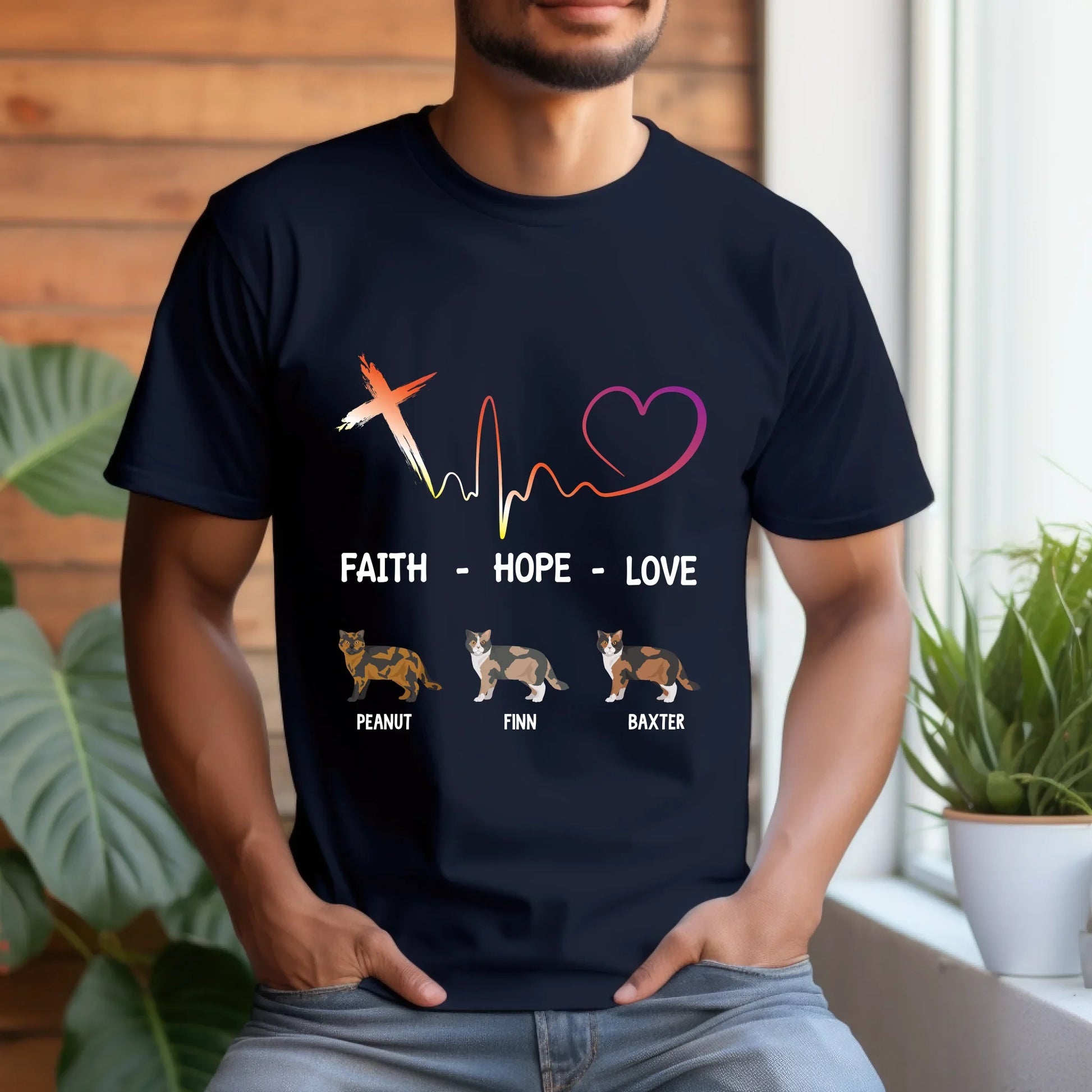 Custom Cat T-Shirt – Faith Hope Love Personalized Pet Shirt – Add Cat Breed & Names Hoodie, Sweatshirt (Image 2)
