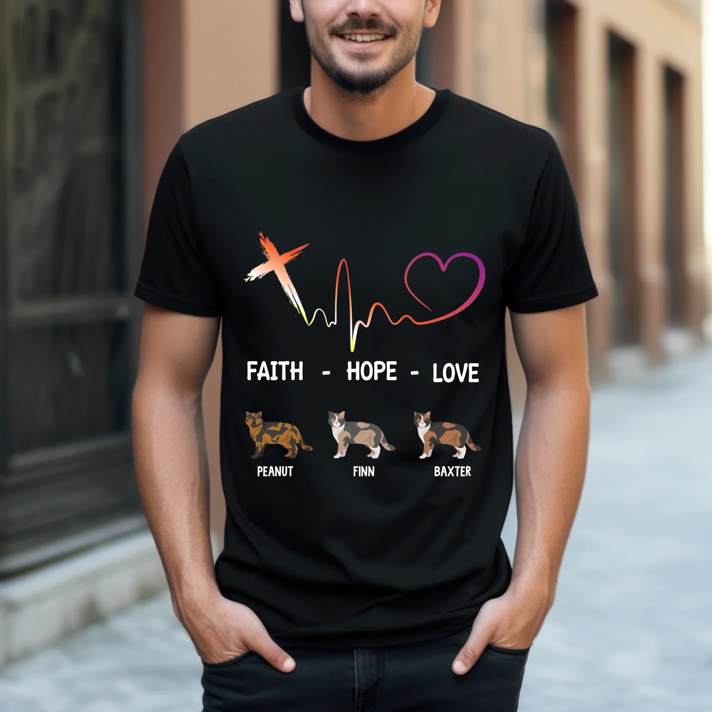 Custom Cat T-Shirt – Faith Hope Love Personalized Pet Shirt – Add Cat Breed & Names Hoodie, Sweatshirt (Image 4)